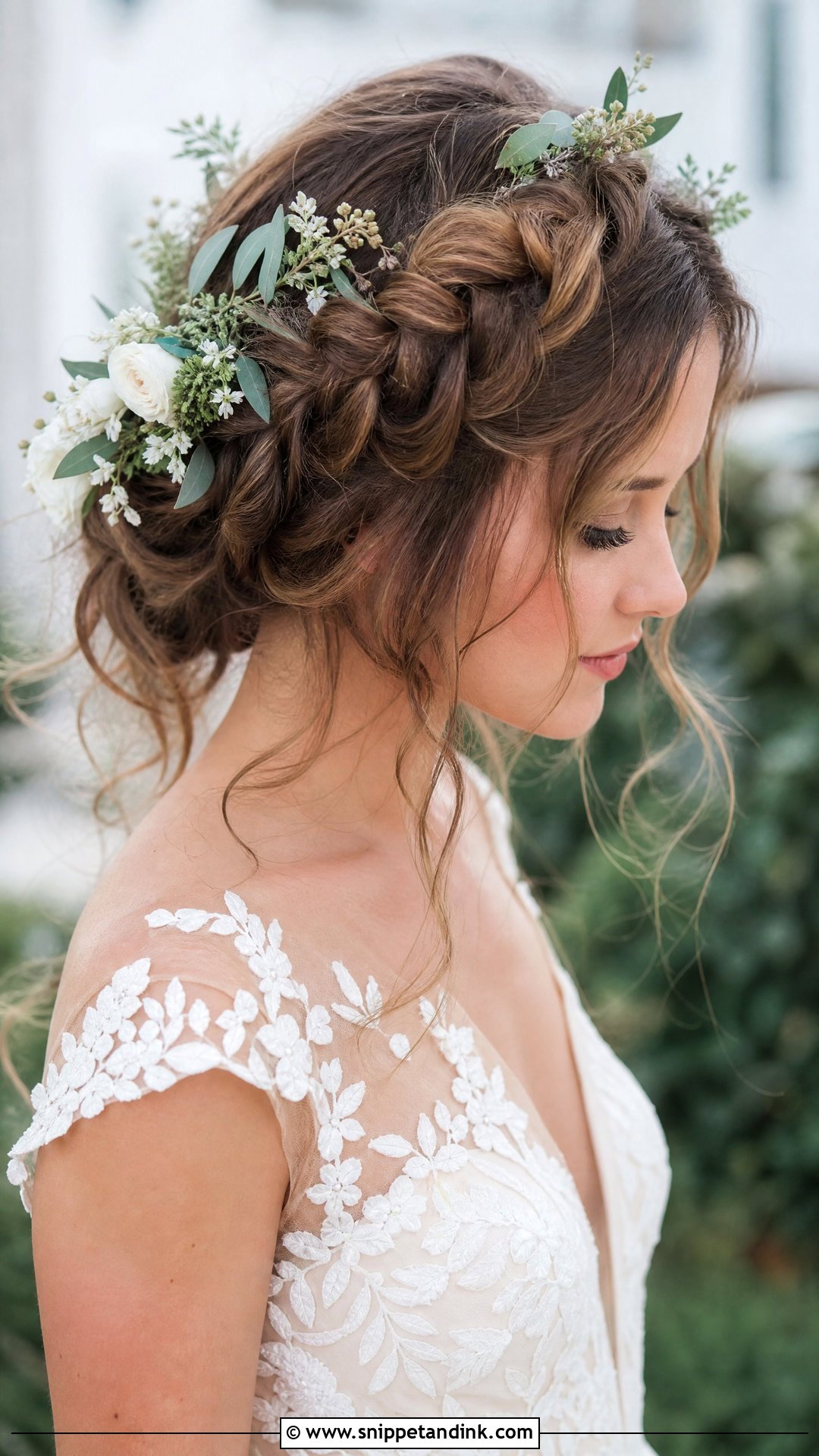 Textured Bridal Crown Braid - Snippet and Ink - 20 Modern Bride Hairstyles