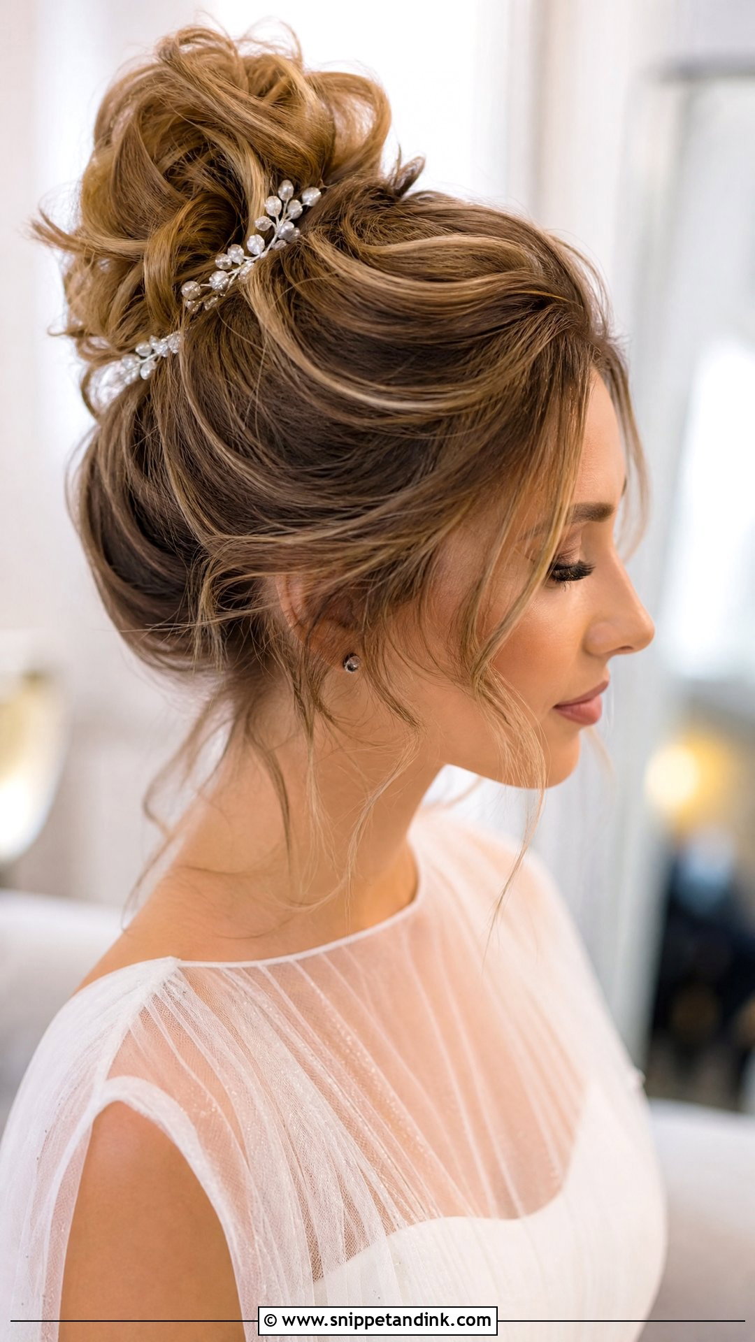 Textured Bridal High Bun - Snippet and Ink - 15 Bridal High Bun Hairstyles