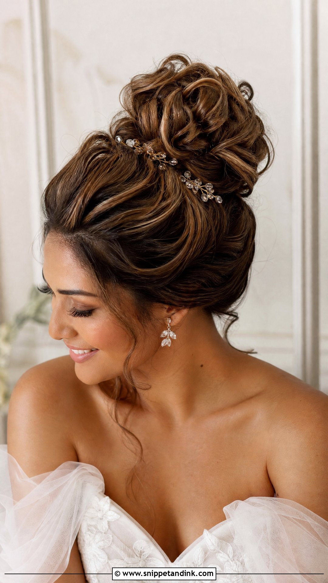 Textured Bride High Bun - Snippet and Ink - 15 Bride High Bun Hairstyles