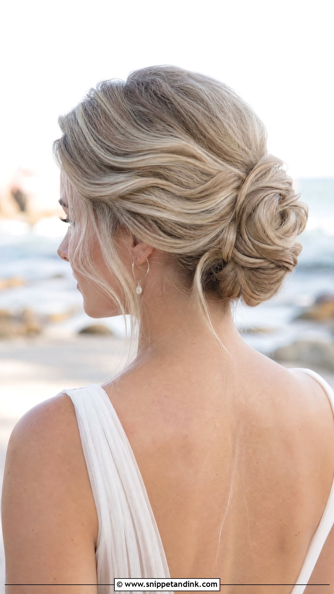 Textured Bun Beach Wedding Updo - Snippet and Ink - 15 Beach Wedding Updo Hairstyles