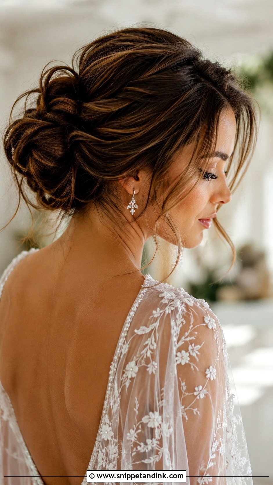 Textured Bun Bridal Updo - Snippet and Ink - 30 Wedding Hair Bun Ideas
