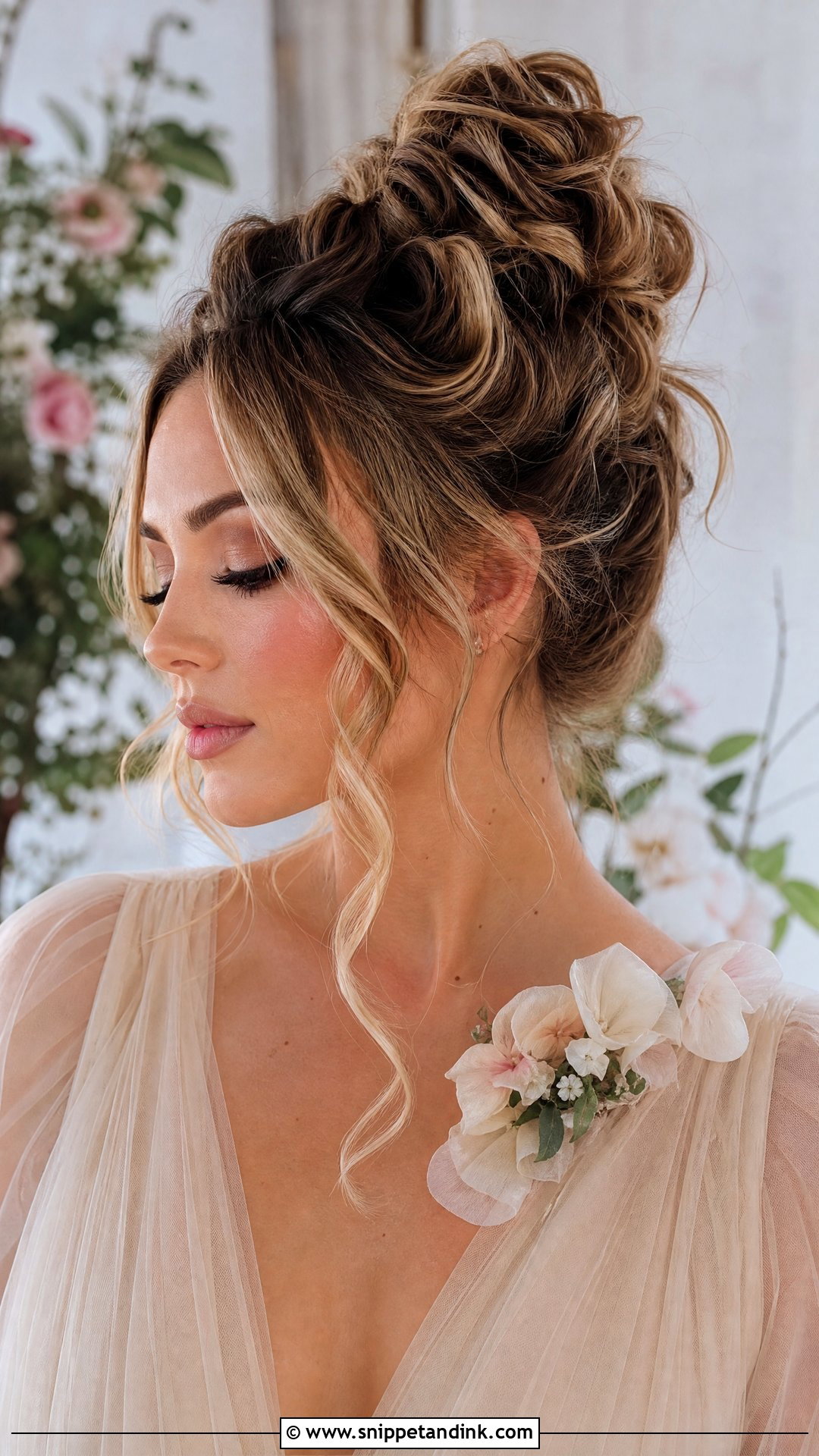 Textured Bun With Face Framing Tendrils - Snippet and Ink - 20 Wedding Hair Updos