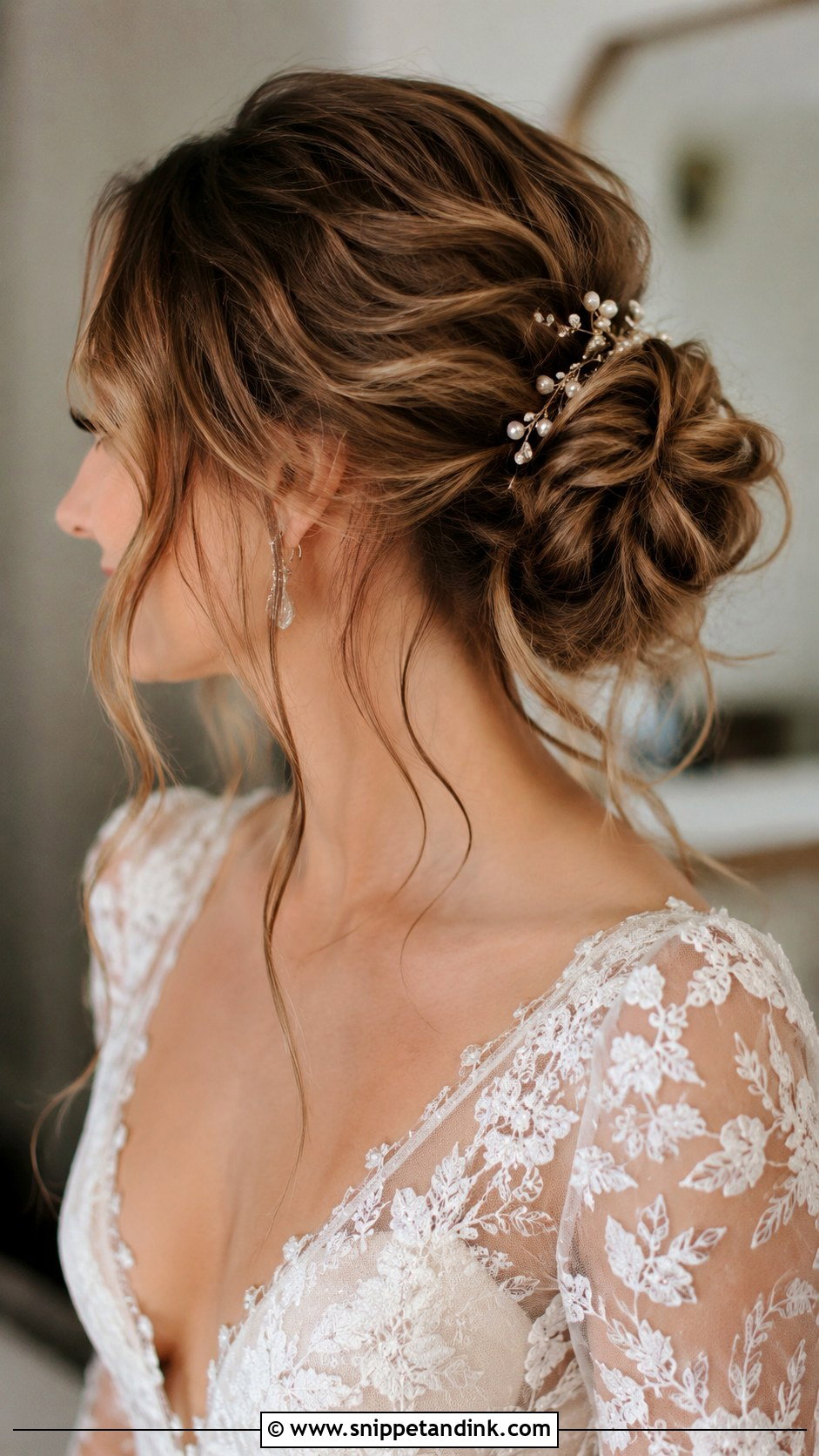 Textured Bun With Tendrils - Snippet and Ink - 30 Wedding Hair Ideas
