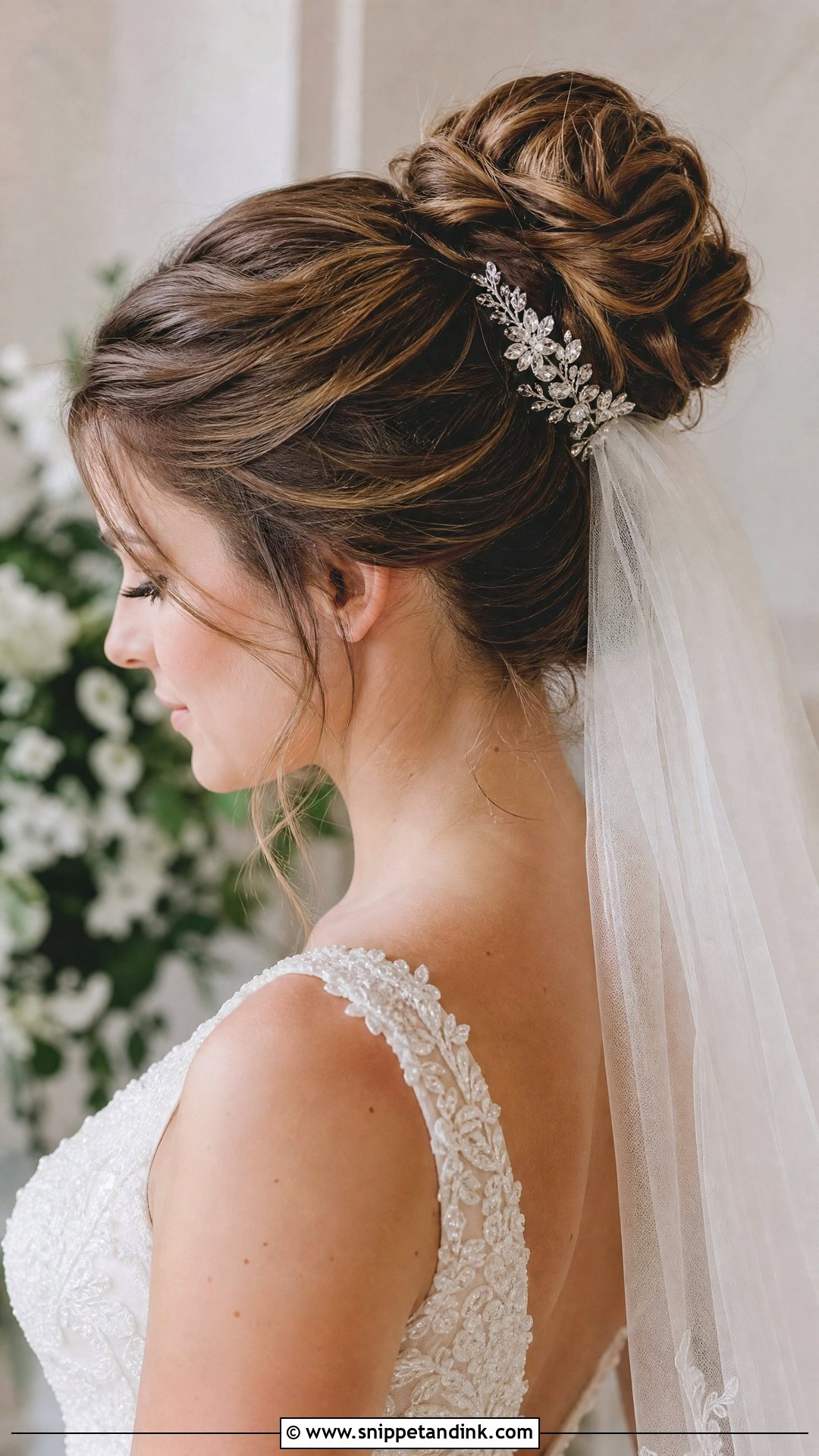 Textured Bun With Veil - Snippet and Ink - 20 Easy Bridal Updo Ideas