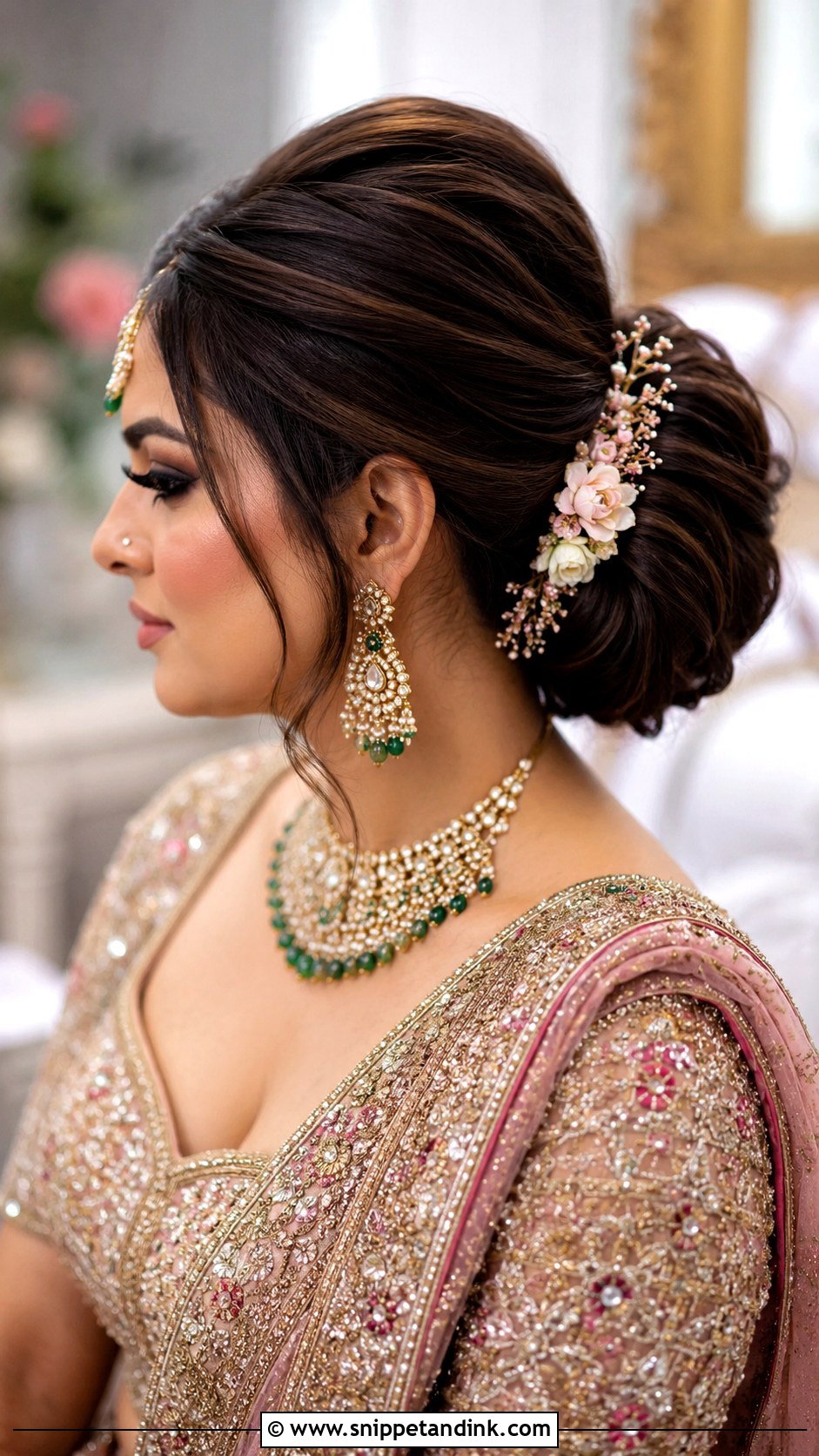 Textured Bun for Reception - Snippet and Ink - 20 Ban Hairstyle Indian Wedding Ideas