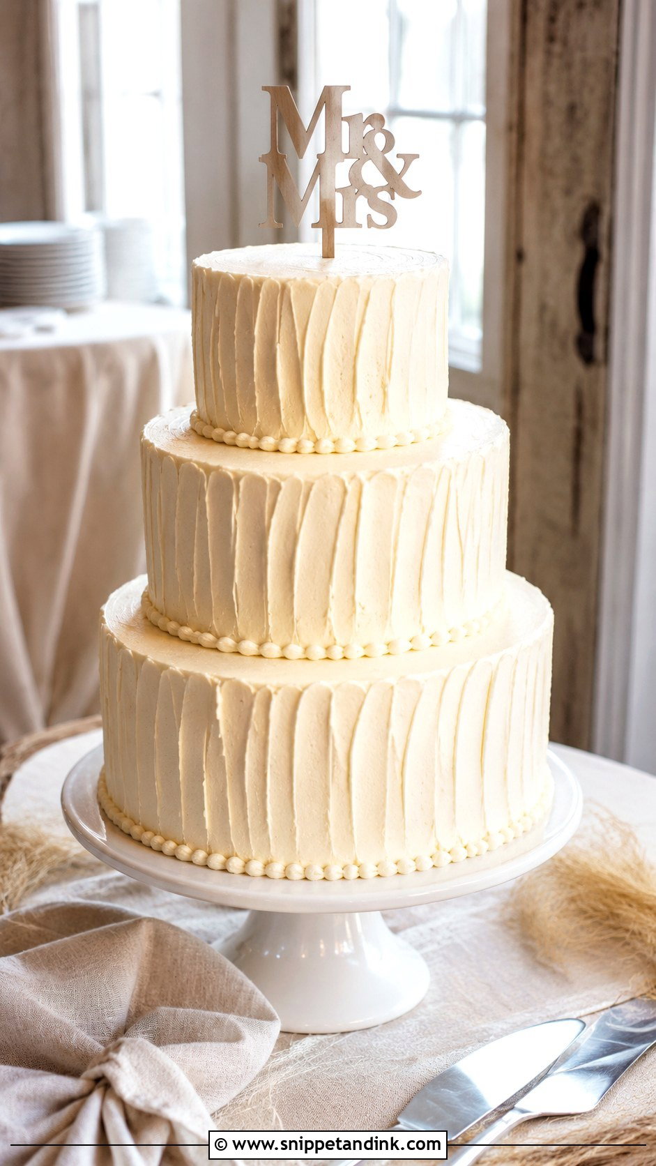 Textured Buttercream 3 Tier Wedding Cake No Flowers - Snippet and Ink - 20 3 Tier Wedding Cake No Flowers