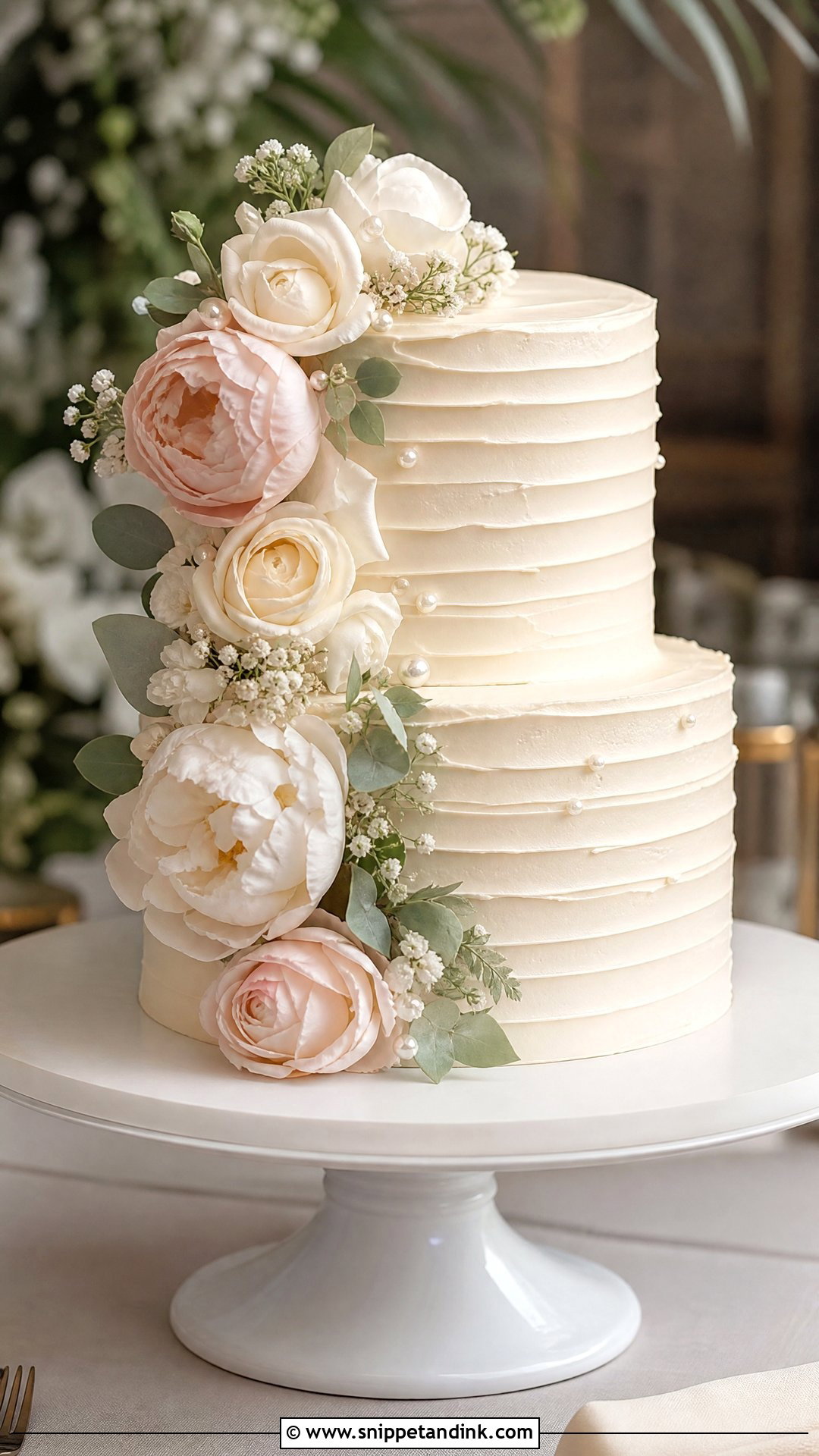 Textured Buttercream Flower Wedding Cake - Snippet and Ink - 25 Buttercream Flower Cake Ideas for Wedding