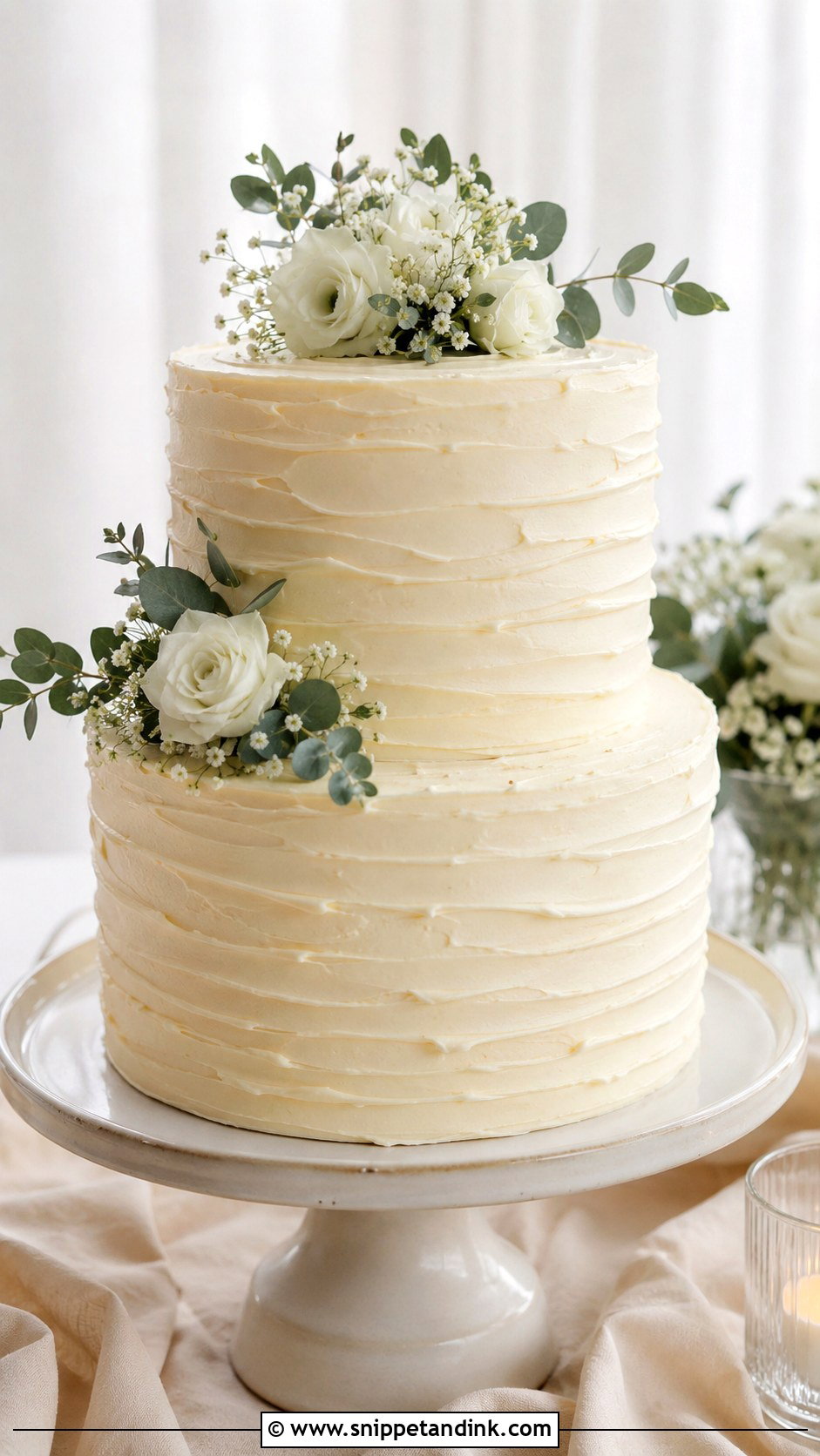 Textured Buttercream Two Tier Wedding Cake - Snippet and Ink - 30 Simple Buttercream Two Tier Wedding Cake Ideas