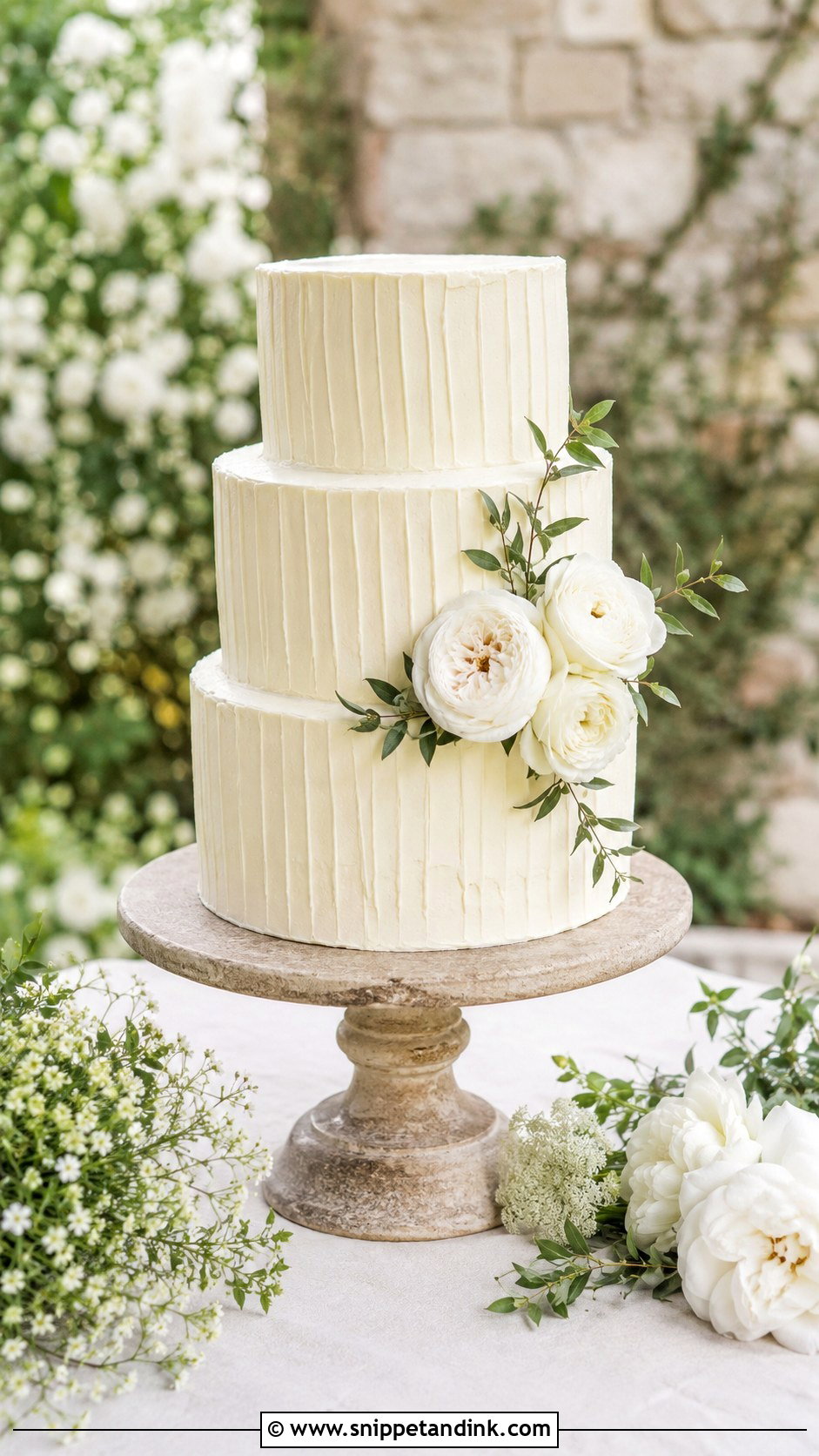 Textured Buttercream Wedding Cake - Snippet and Ink - 20 Minimalist Wedding Cake Designs