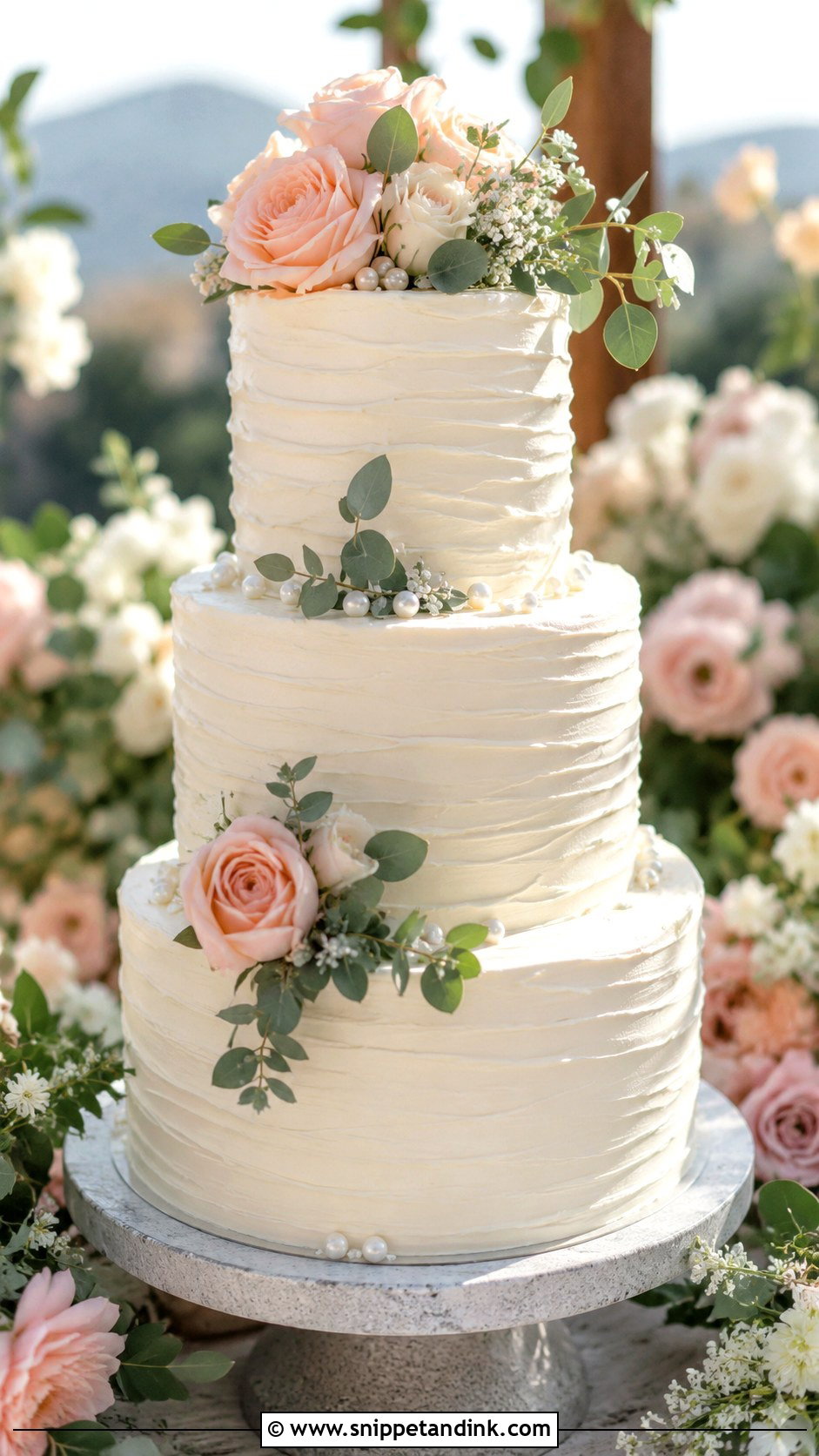 Textured Buttercream Wedding Cake - Snippet and Ink - 20 Wedding Cake Decorating Techniques