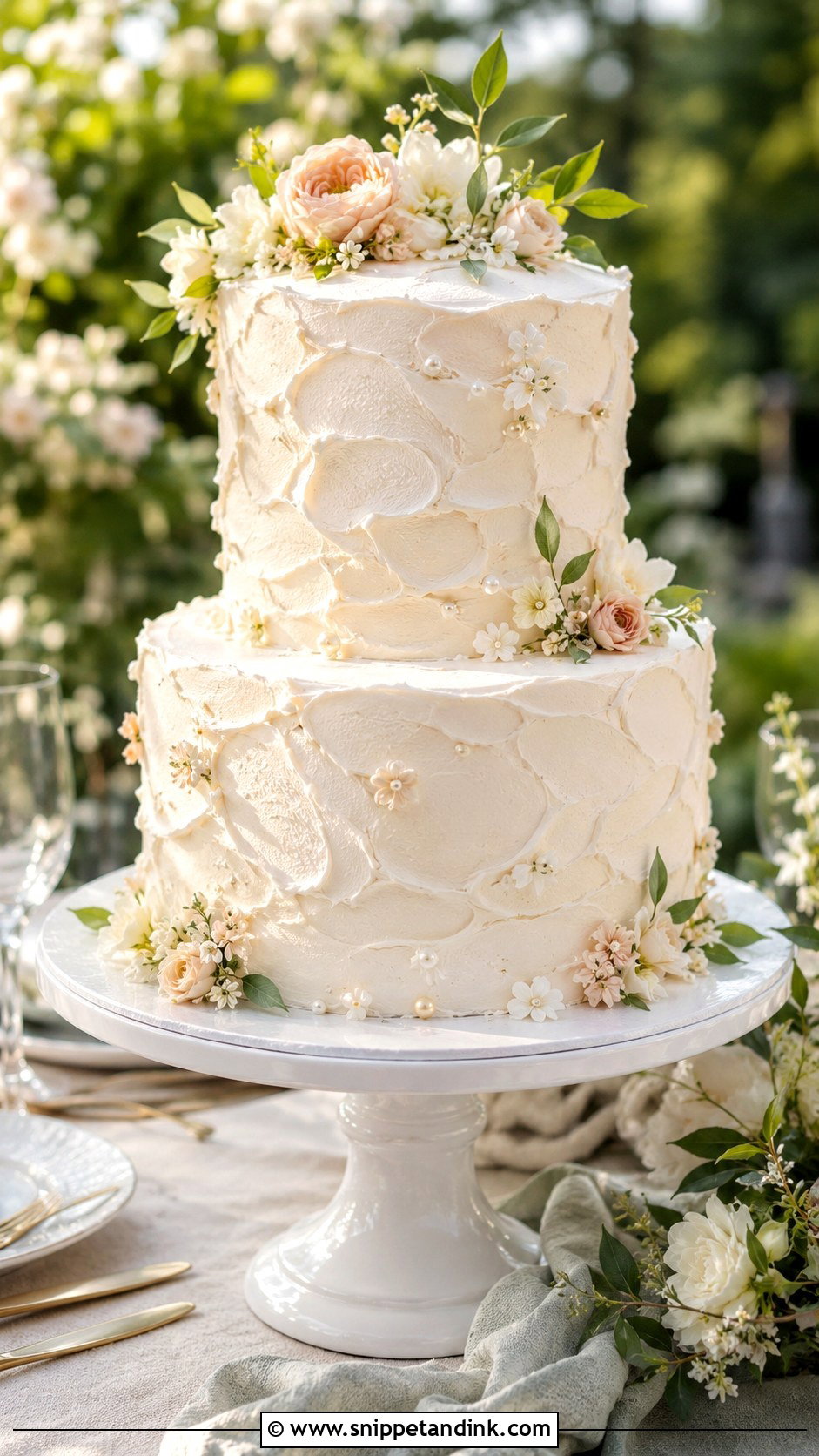 Textured Buttercream Wedding Cake - Snippet and Ink - 25 Simple Wedding Cake Decoration Ideas