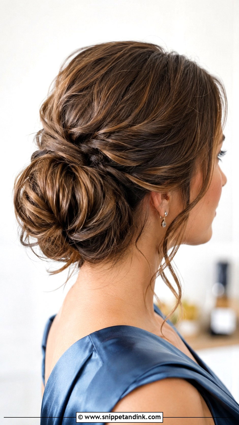 Textured Chignon Bridesmaid Updo For Medium Hair - Snippet and Ink - 20 Bridesmaids Updos for Medium Hair