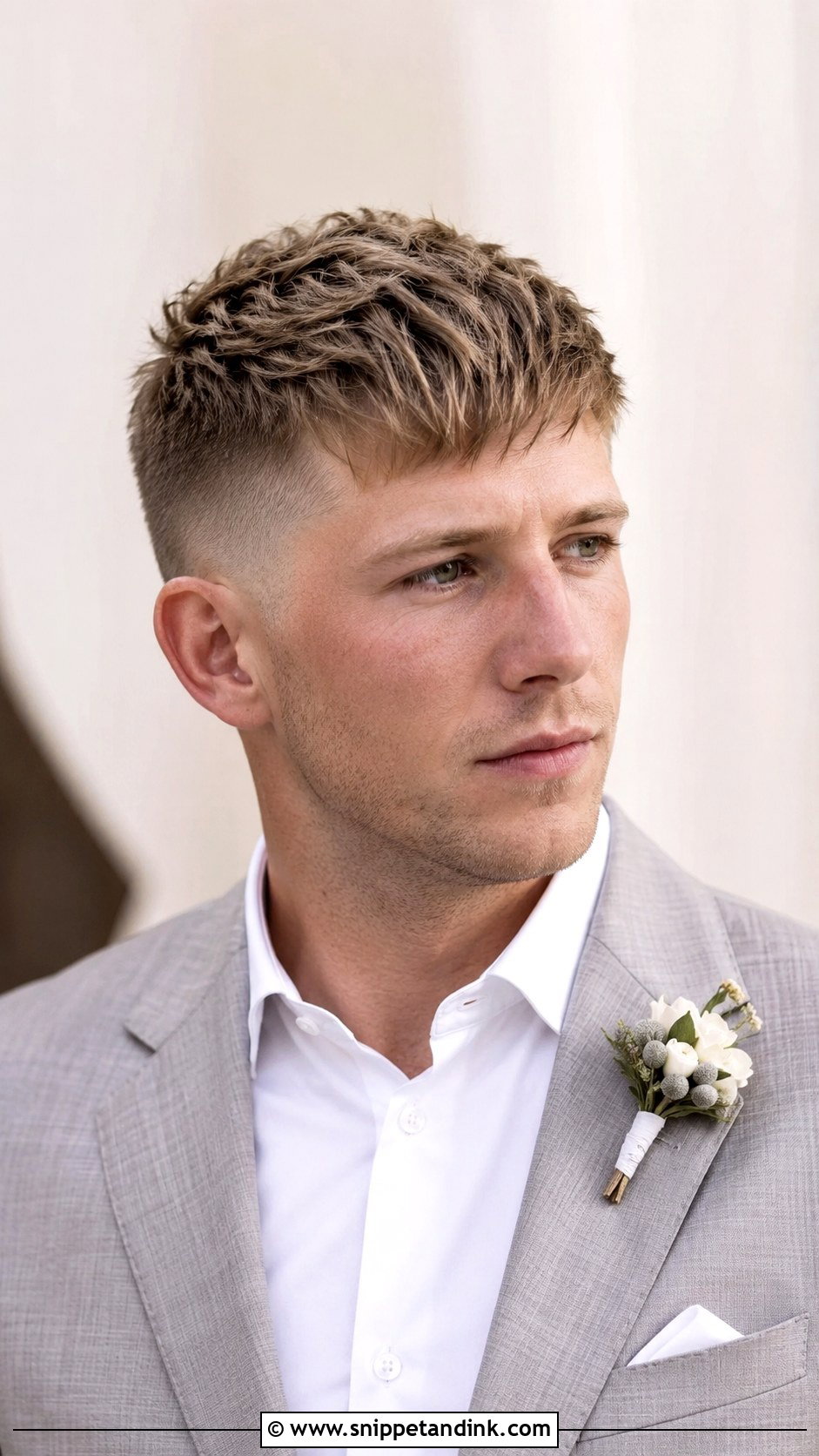 Textured Crop Groom Hairstyle - Snippet and Ink - 15 Wedding Groom Hairstyle Ideas