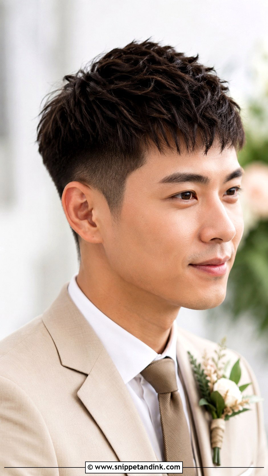 Textured Crop Wedding Hairstyle For Men - Snippet and Ink - 15 Men Wedding Hairstyle Ideas