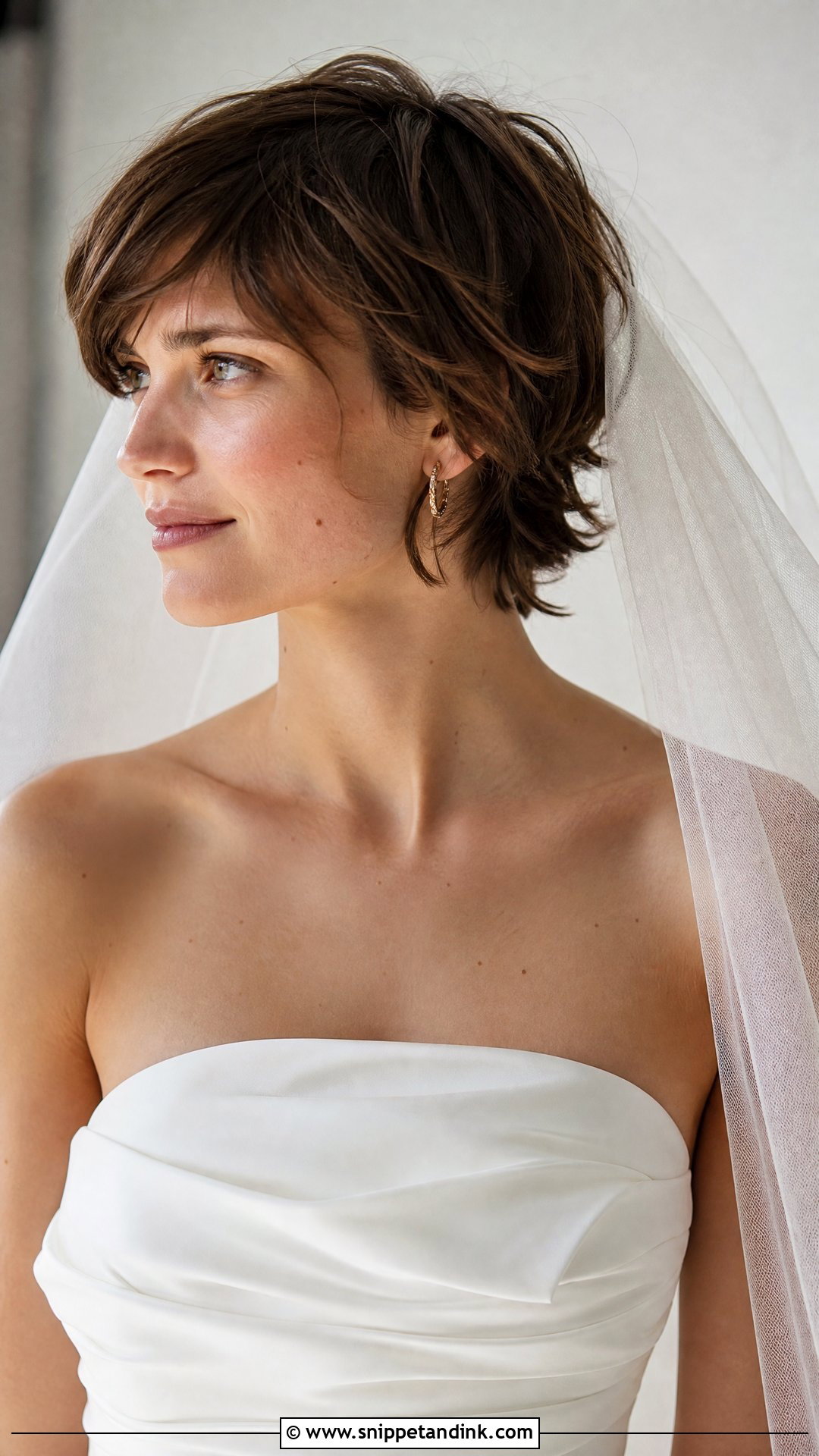 Textured Crop With Veil - Snippet and Ink - 20 Wedding Hairstyle Shorthair Ideas