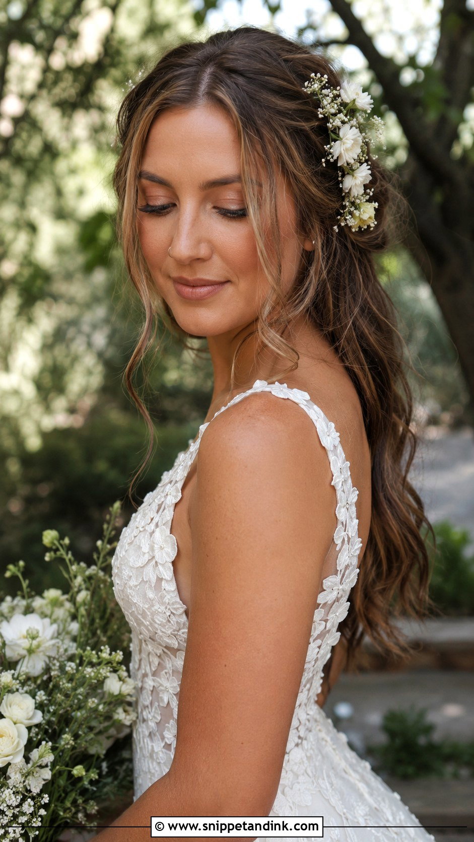 Textured Crop with Flowers - Snippet and Ink - 25 Wedding Hair Ideas for Short Hair