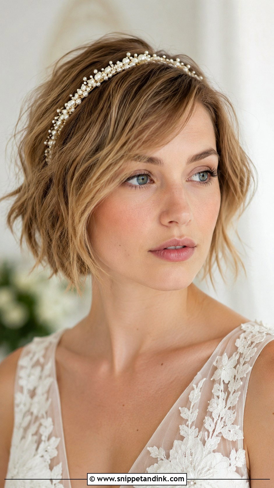 Textured Crop with Headband - Snippet and Ink - 25 Hairstyle for Wedding Short Hair Ideas
