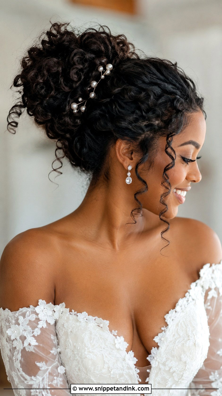 Textured Curly Bun for Bride - Snippet and Ink - 20 Bridal Bun Hairstyle Ideas