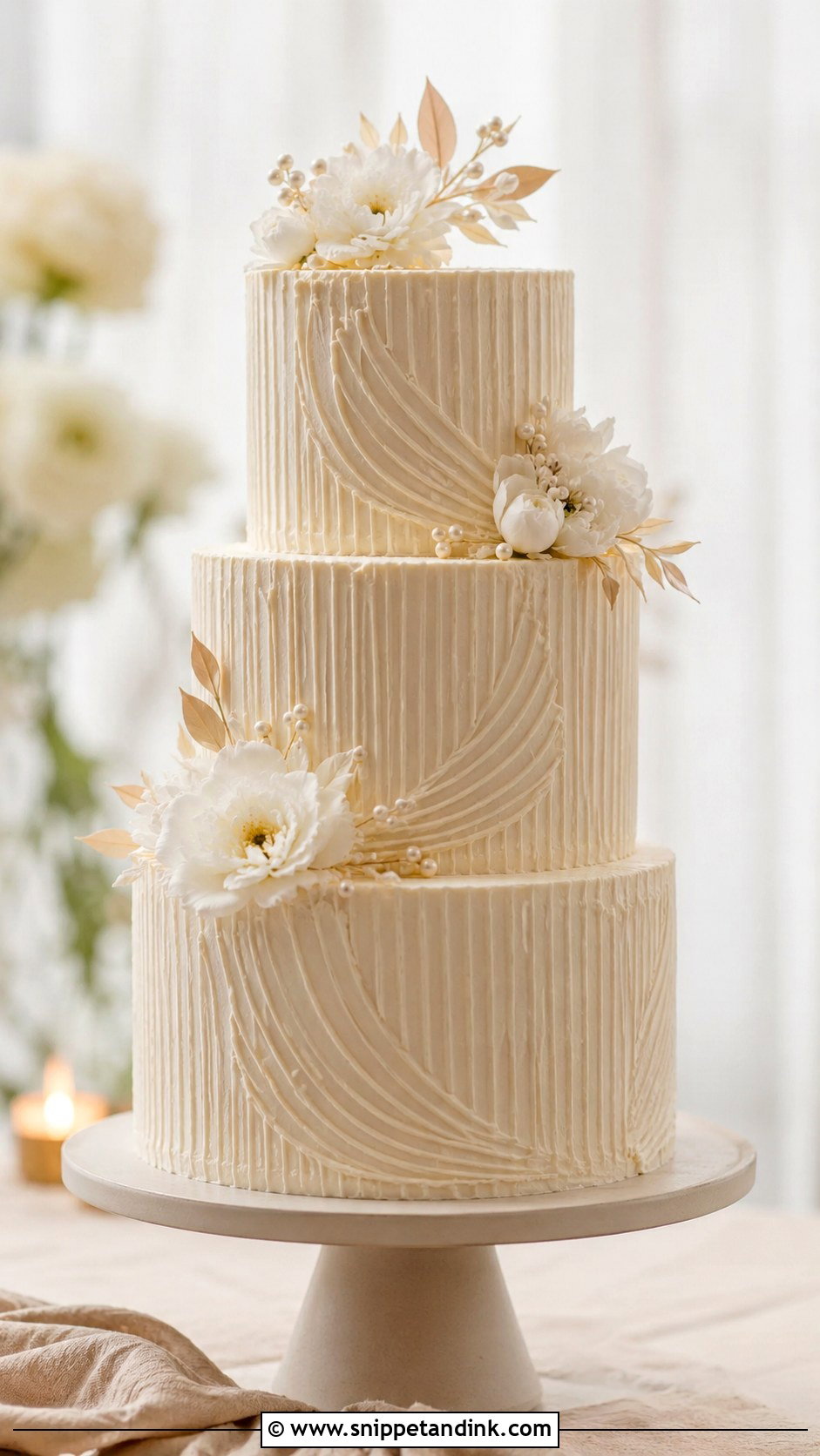 Textured Dummy Wedding Cake - Snippet and Ink - 20 Dummy Cake Designs for Wedding