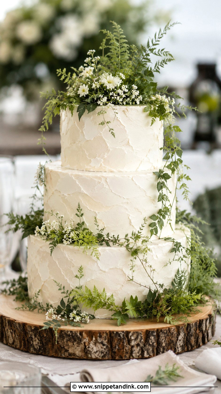 Textured Greenery Wedding Cake - Snippet and Ink - 25 Rustic Greenery Wedding Cake Ideas