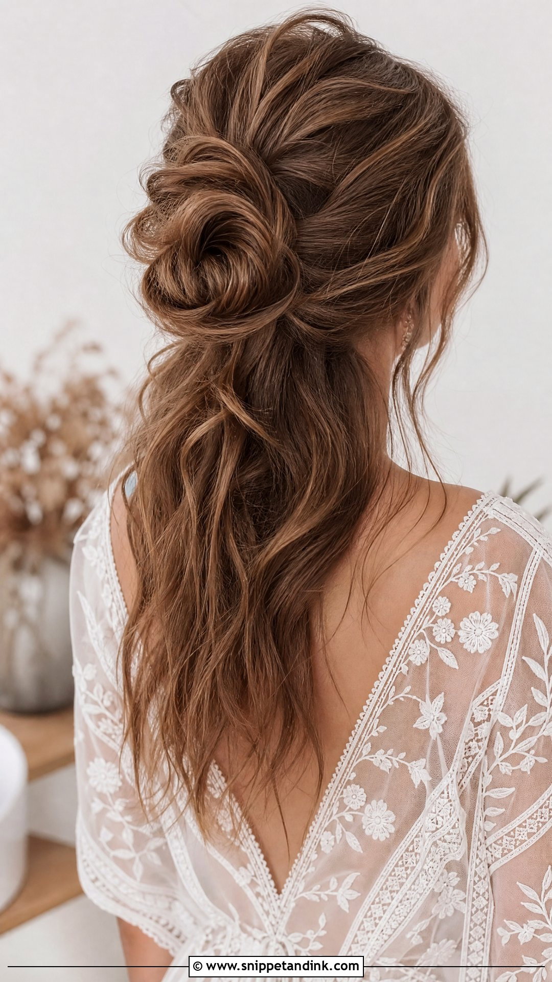 Textured Half Up Bun - Snippet and Ink - 20 Half-Up Bun Wedding Hair Ideas