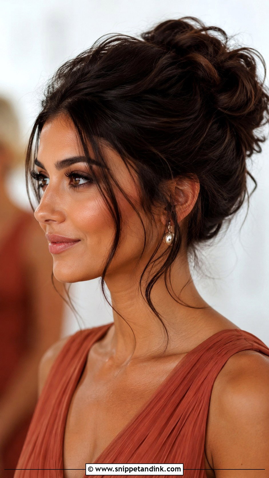 Textured High Bun Bridesmaid Hairstyle - Snippet and Ink - 20 Wedding Hair Styles Bridesmaid