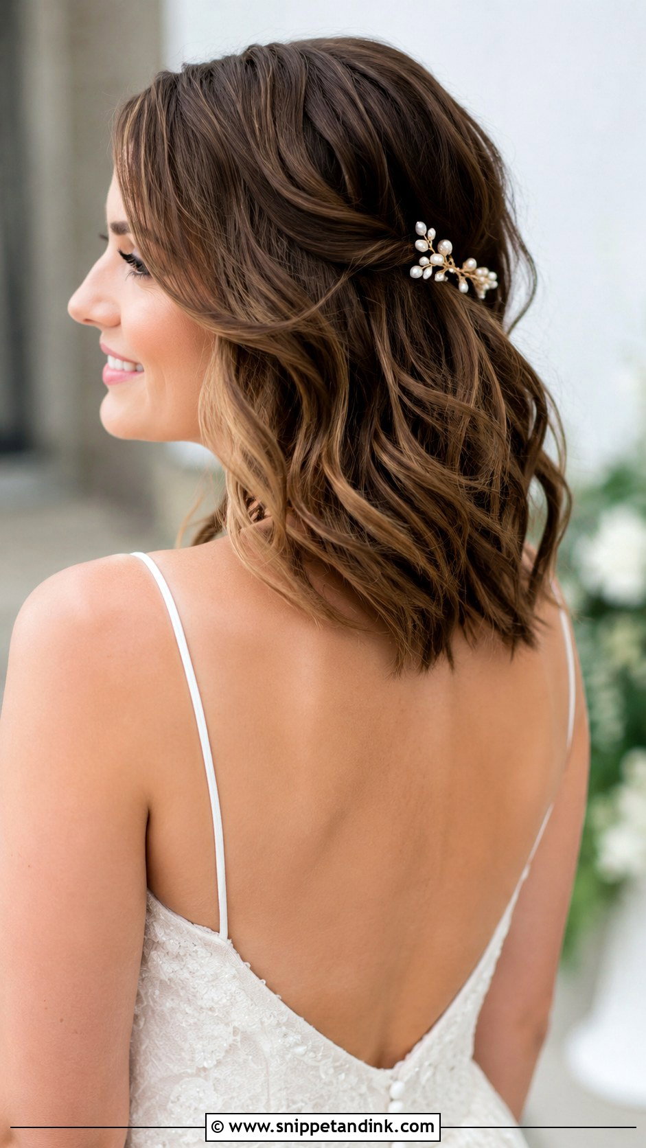 Textured Lob With Waves - Snippet and Ink - 30 Short Hair Bride Ideas