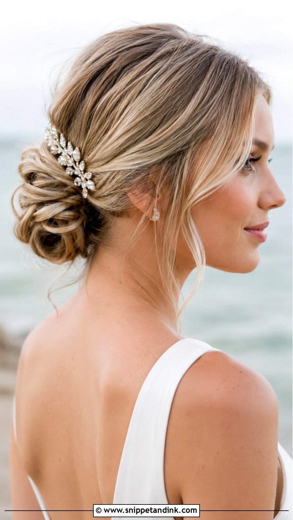 Textured Low Bun - Snippet and Ink - 25 Beach Wedding Hairstyles