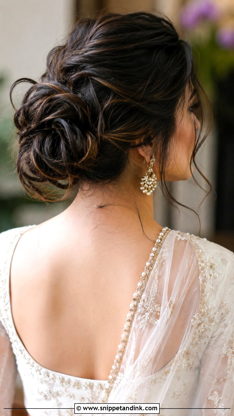 Textured Low Bun - Snippet and Ink - 30 Indian Bridal Bun Hairstyles