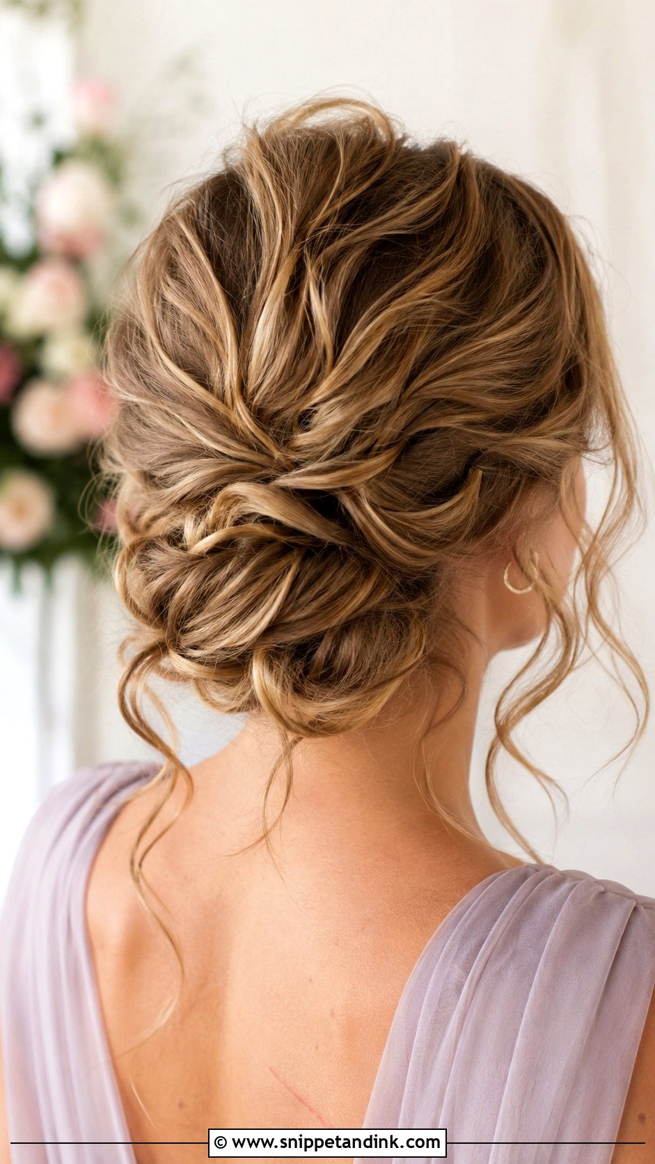 Textured Low Bun Bridesmaid Hair - Snippet and Ink - 20 Low Updo Wedding Hair Bridesmaid Ideas
