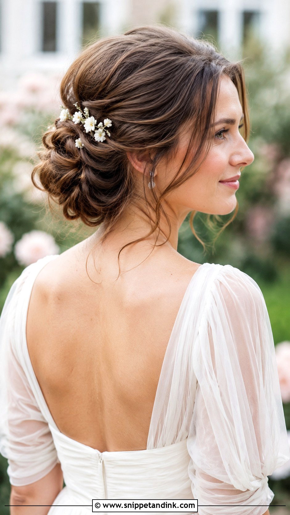 Textured Low Bun Wedding Hairstyle For Square Neckline - Snippet and Ink - 15 Wedding Hairstyles for Square Neckline