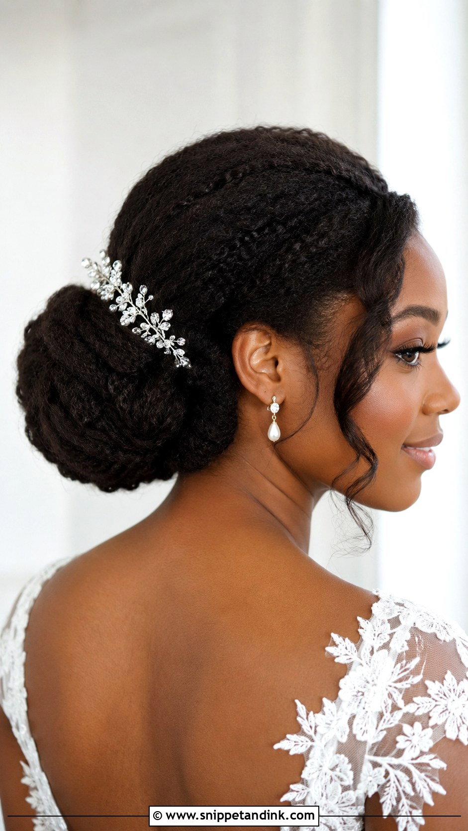 Textured Low Bun Wedding Updo - Snippet and Ink - 15 Updo Styles for Black Women Wedding