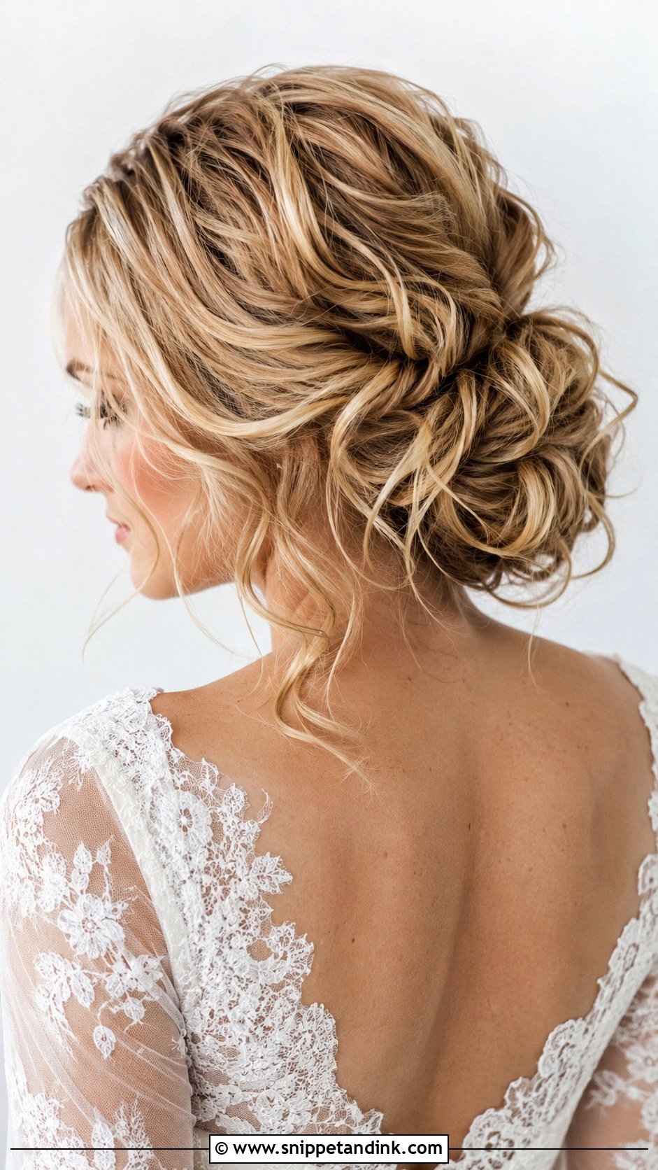Textured Low Bun With Curls - Snippet and Ink - 25 Simple Low Bun Wedding Hair Ideas
