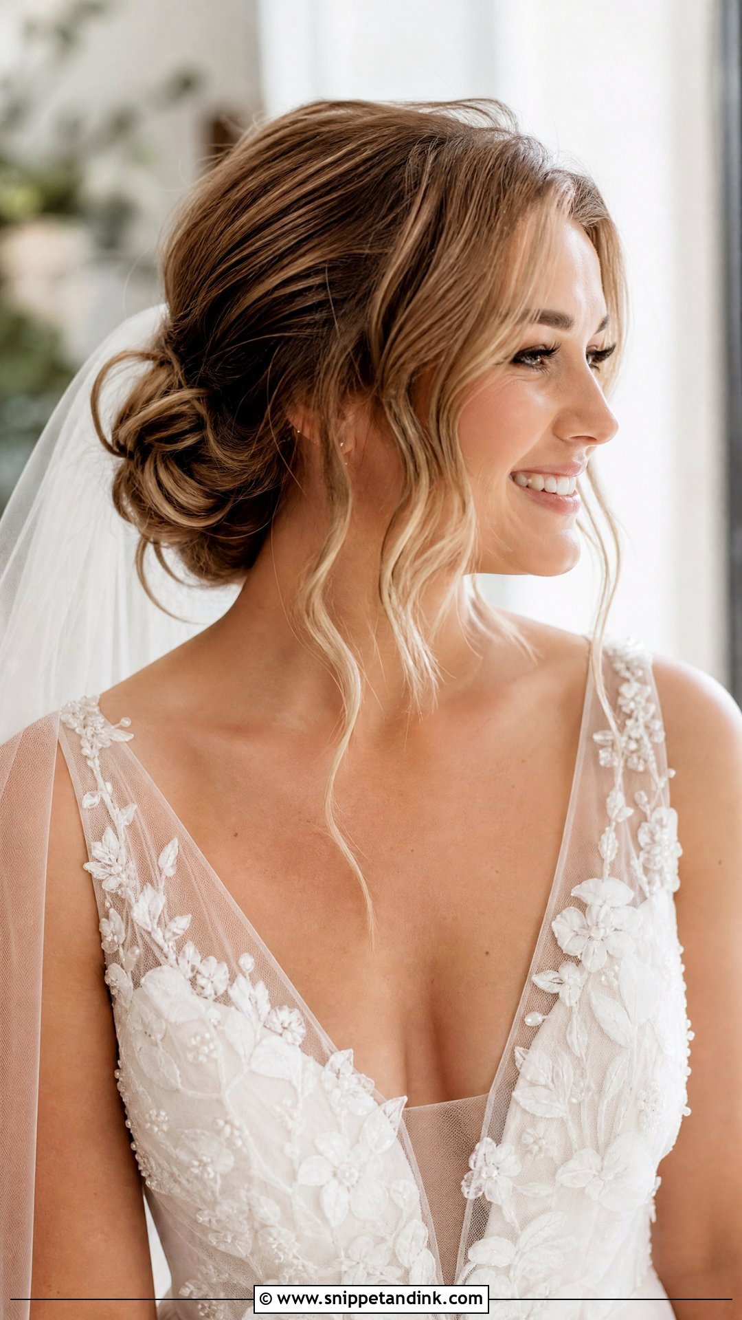 Textured Low Bun With Face Framing Strands - Snippet and Ink - 20 Bridal Low Bun Hairstyles