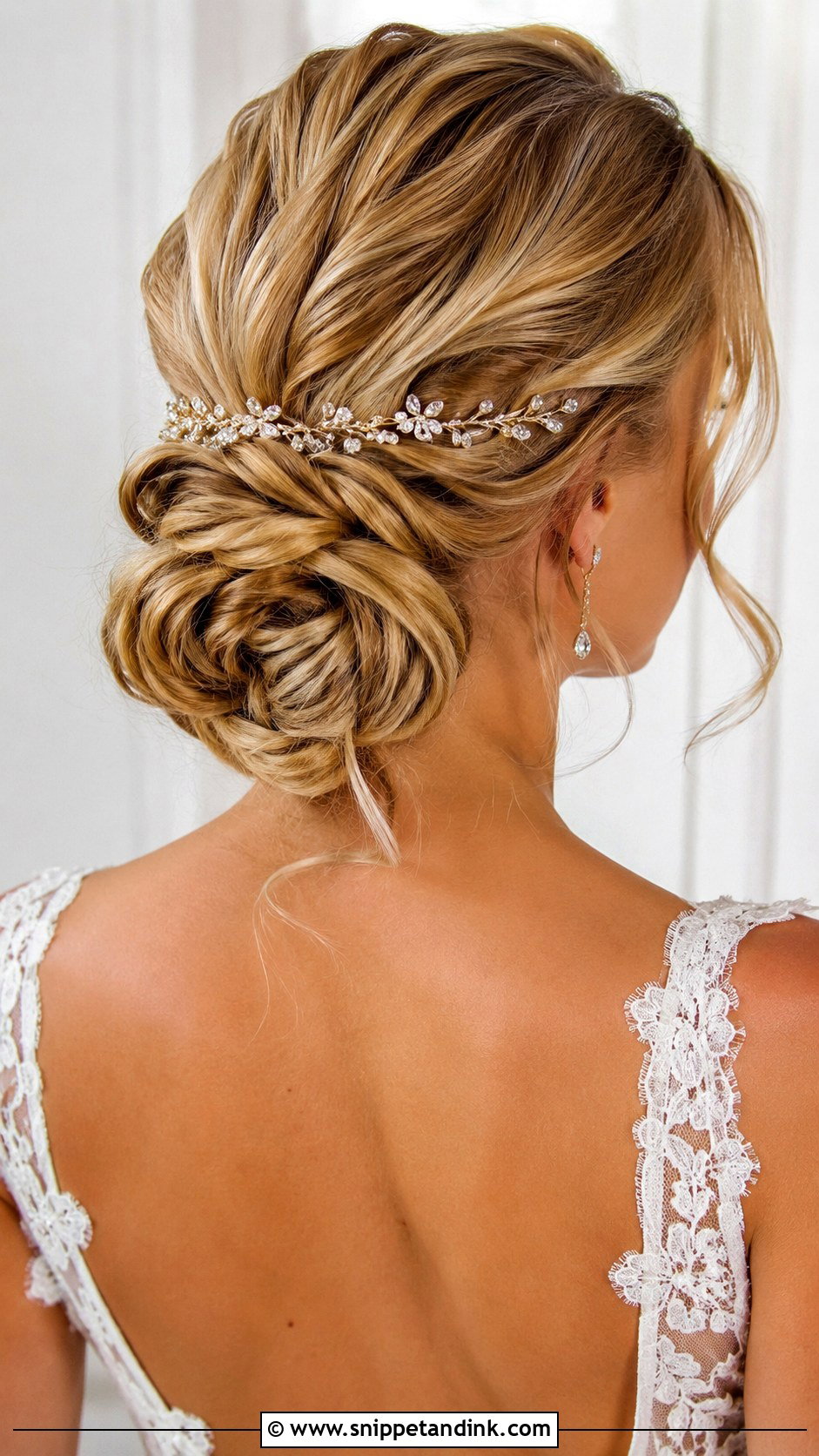 Textured Low Bun With Tendrils - Snippet and Ink - 20 Medium Length Hair Styles Wedding