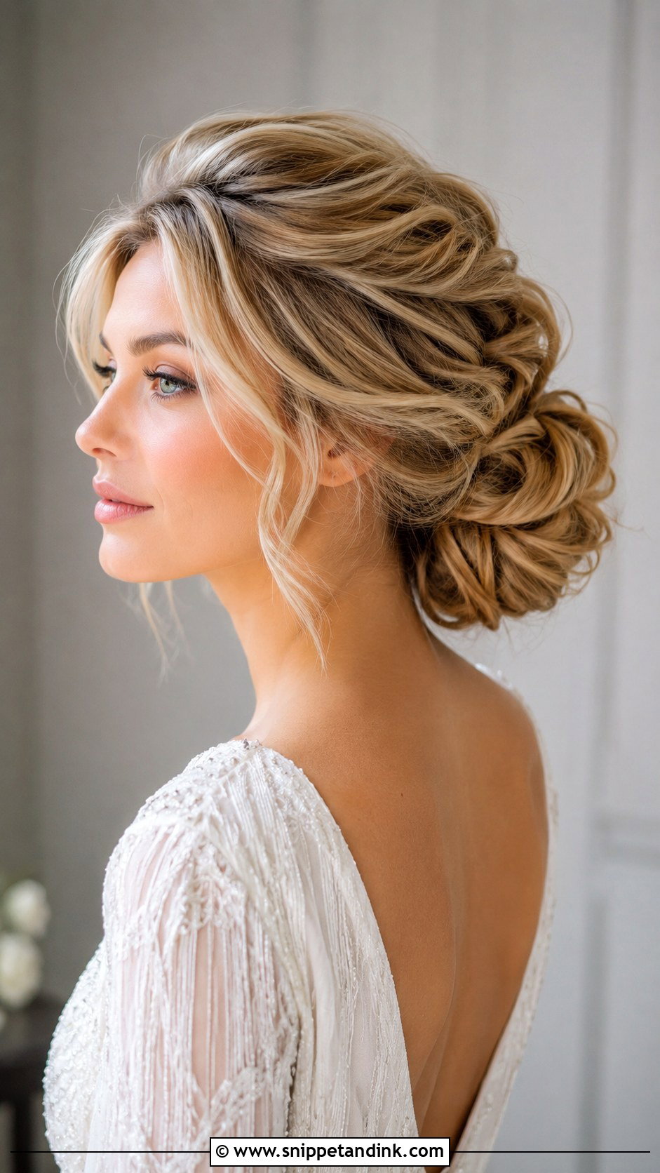 Textured Low Bun With Volume - Snippet and Ink - 20 Low Up Do Wedding Hair Ideas