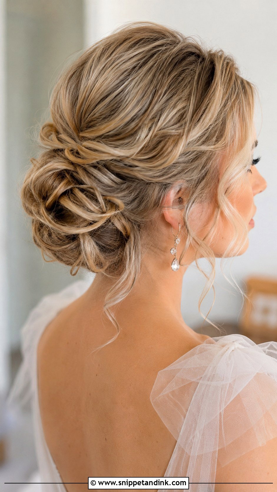 Textured Low Chignon Wedding Hair - Snippet and Ink - 15 Low Chignon Wedding Ideas