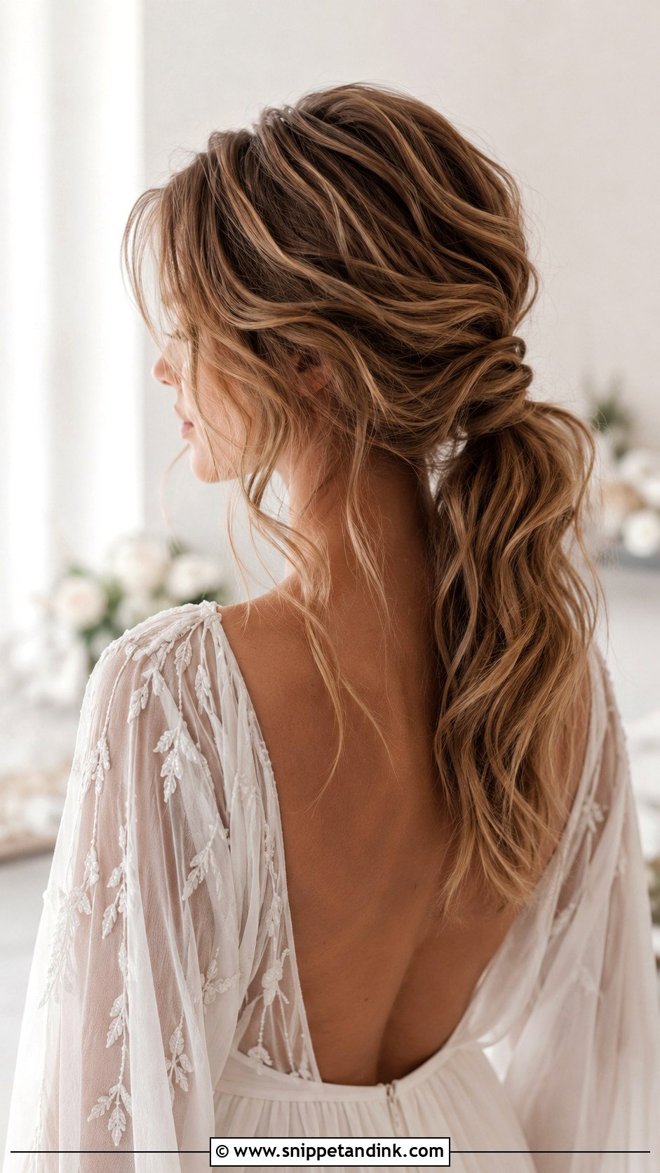 Textured Low Ponytail - Snippet and Ink - 25 Wedding Hair Ponytail Ideas