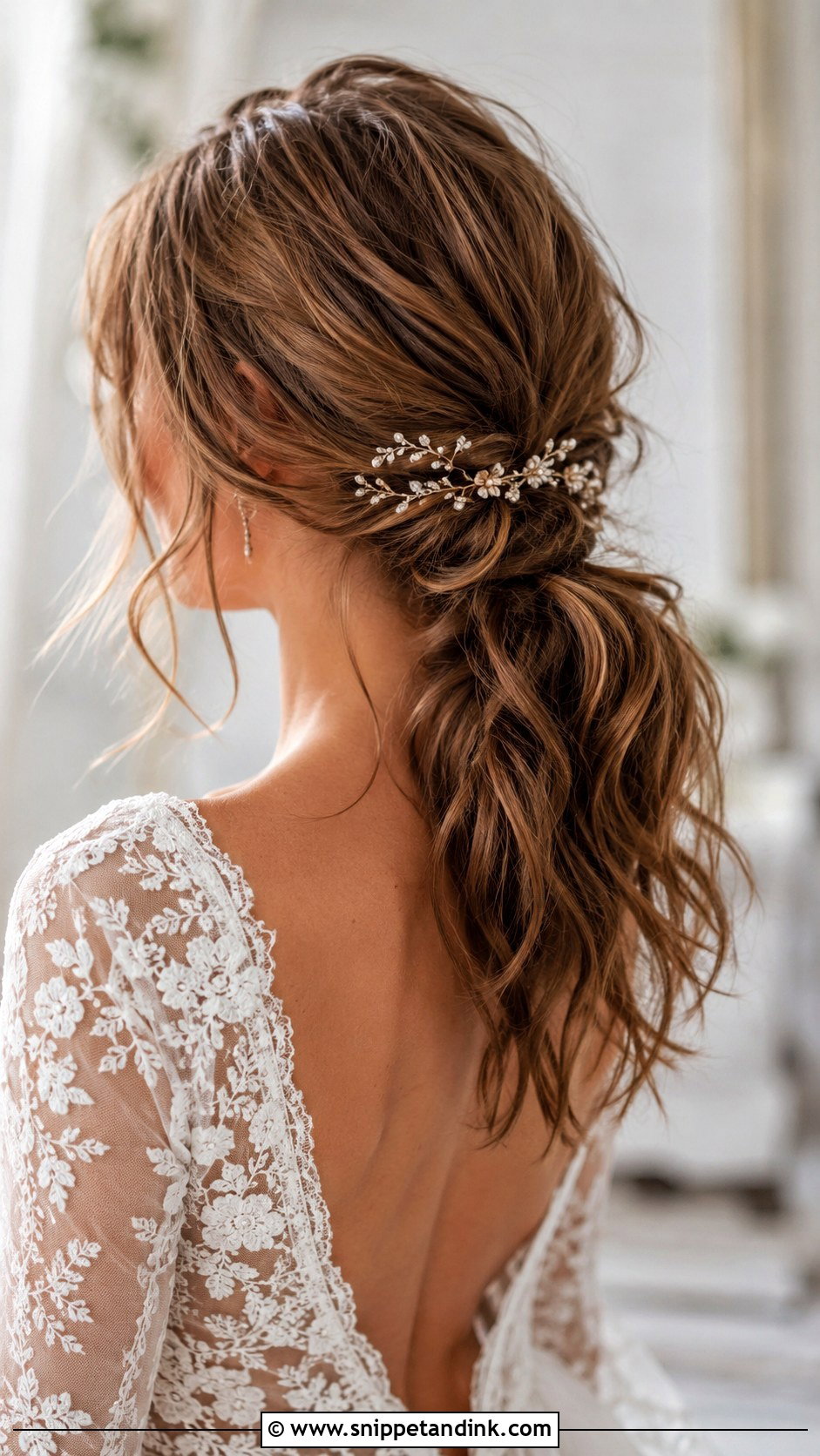 Textured Low Ponytail - Snippet and Ink - 30 Bridal Ponytail Hairstyles