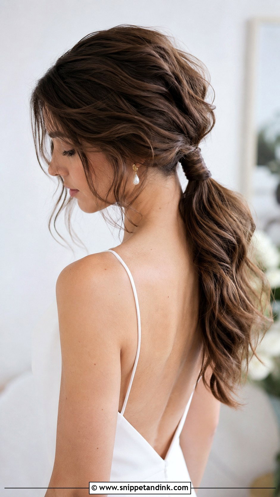Textured Low Ponytail - Snippet and Ink - 30 Wedding Hairstyles for Medium Hair