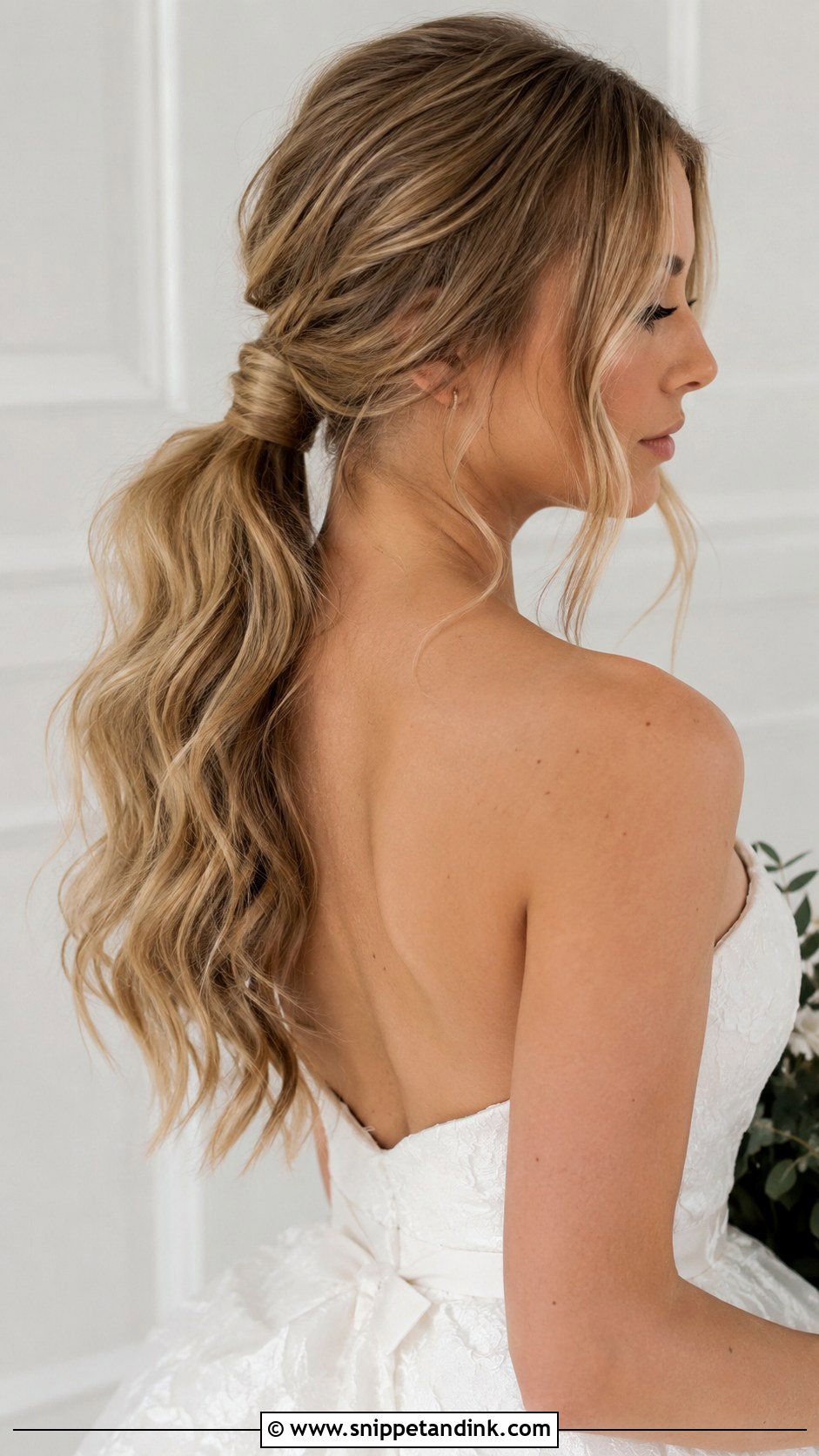 Textured Low Ponytail - Snippet and Ink - 20 Wedding Hair Ideas for Medium Length