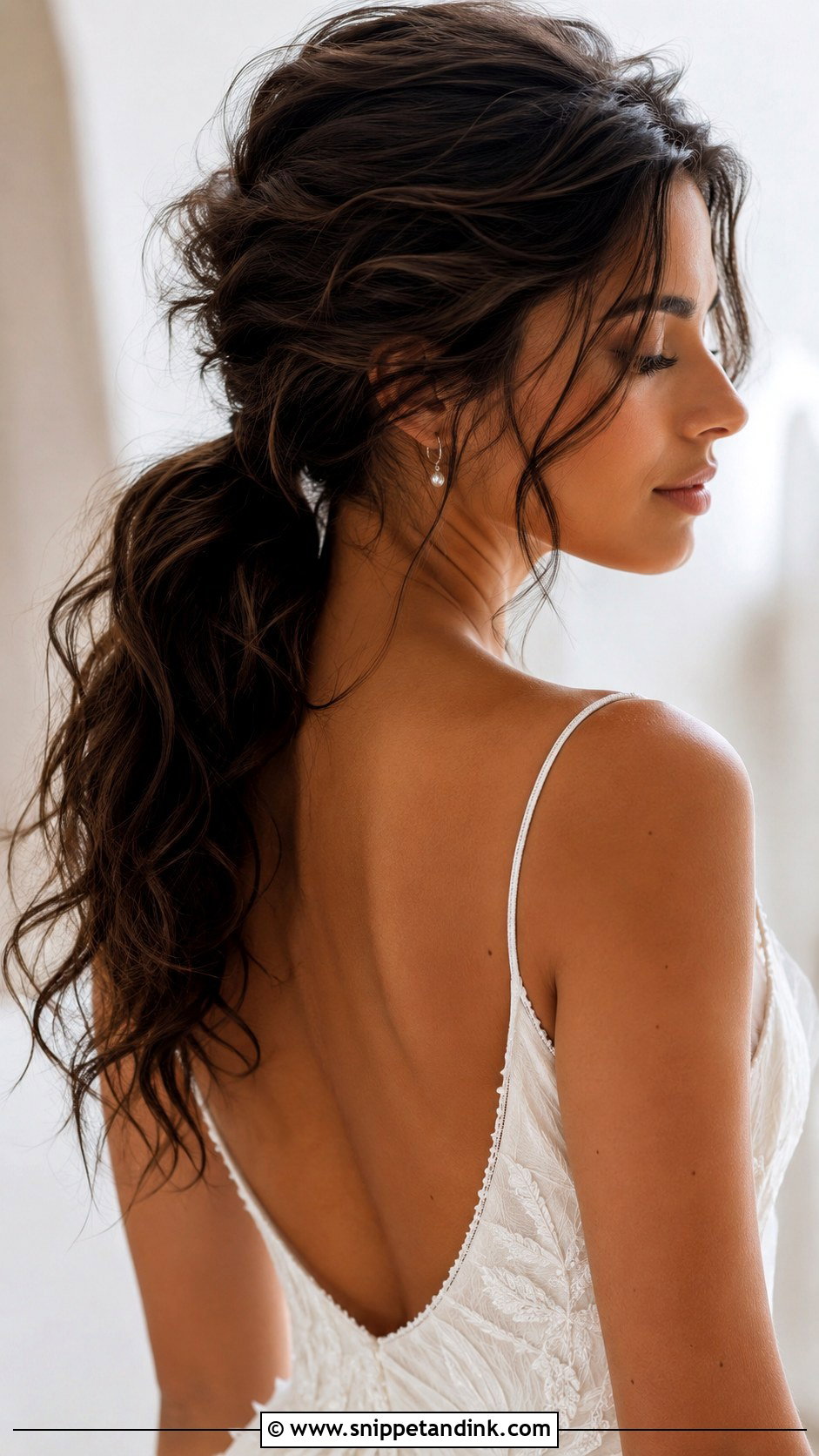 Textured Low Ponytail Bridal Hair - Snippet and Ink - 15 Low Ponytail Bridal Hair Ideas
