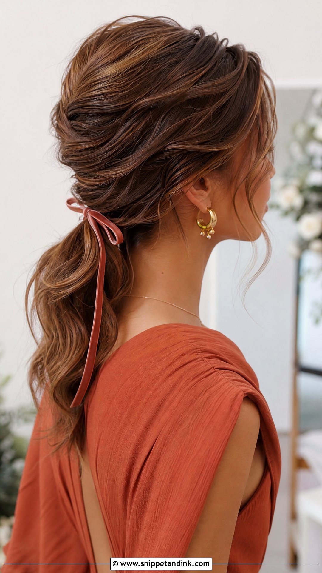 Textured Low Ponytail Wedding Guest Hairstyle - Snippet and Ink - 15 Easy Mid Length Wedding Guest Hairstyles