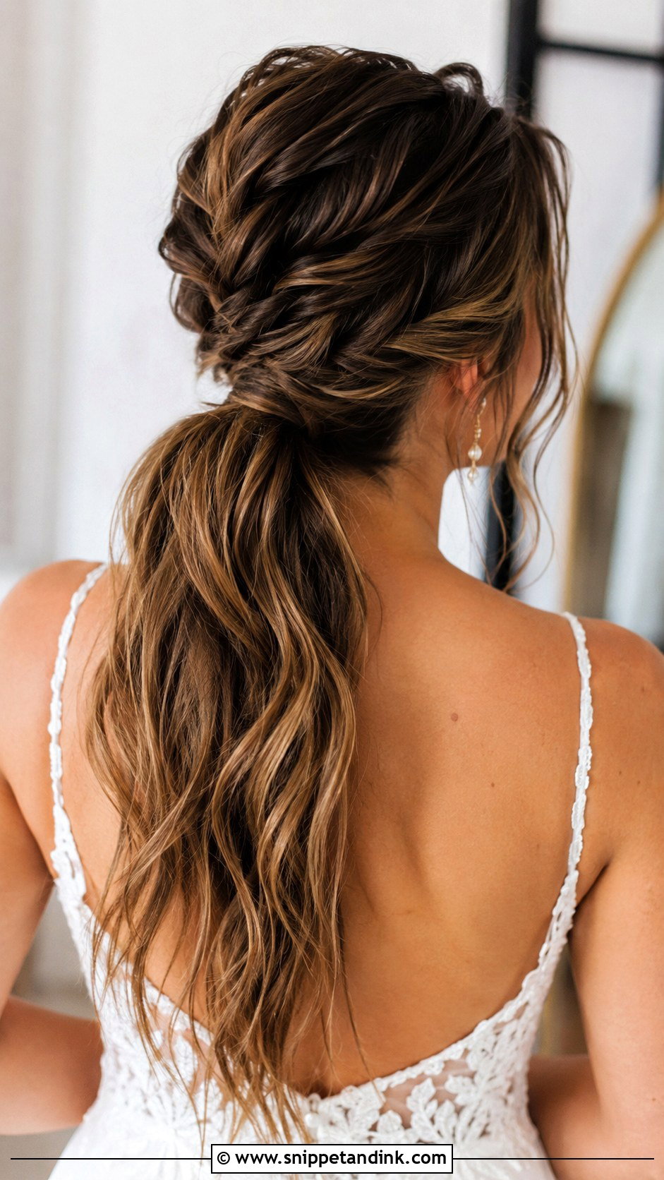 Textured Low Ponytail Wedding Hair - Snippet and Ink - 25 Low Ponytail Wedding Hair Ideas