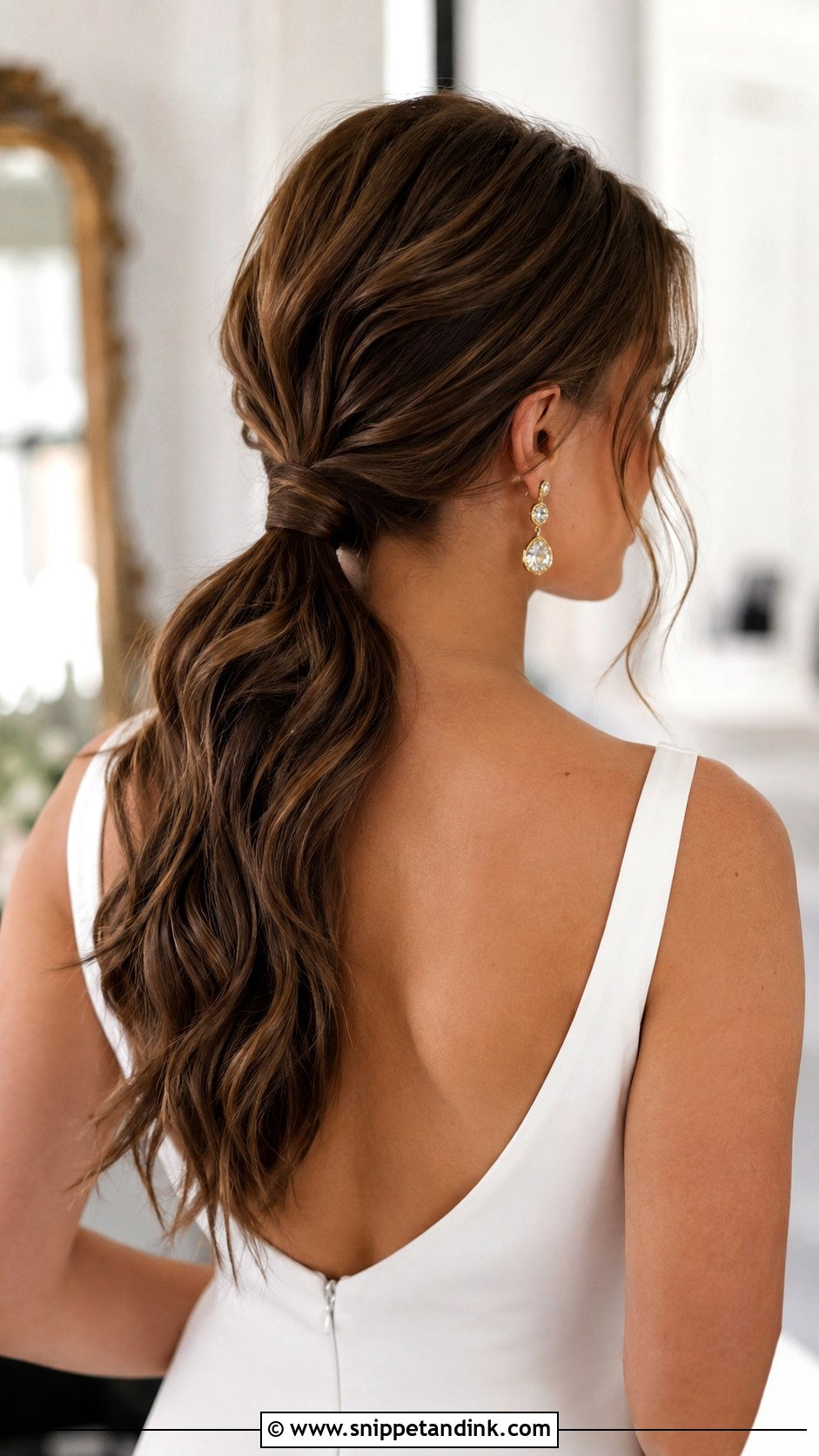 Textured Low Ponytail With Halo Extensions - Snippet and Ink - 20 Wedding Hair Extensions