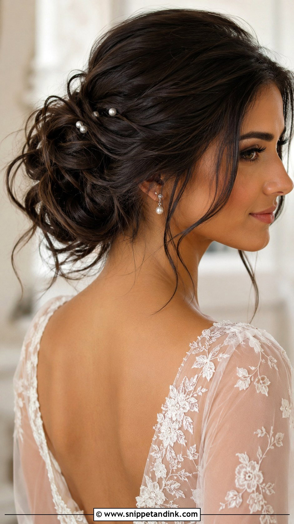 Textured Low Updo For Bride - Snippet and Ink - 15 Updo Wedding Hair Bride Ideas