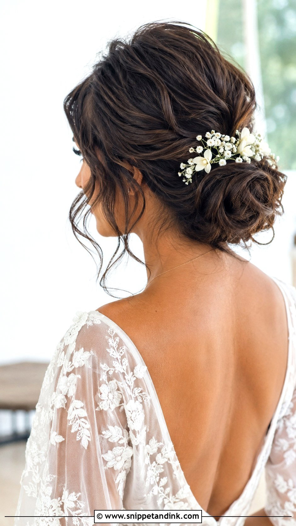 Textured Low Wedding Bun - Snippet and Ink - 15 Wedding Bun Front View Ideas