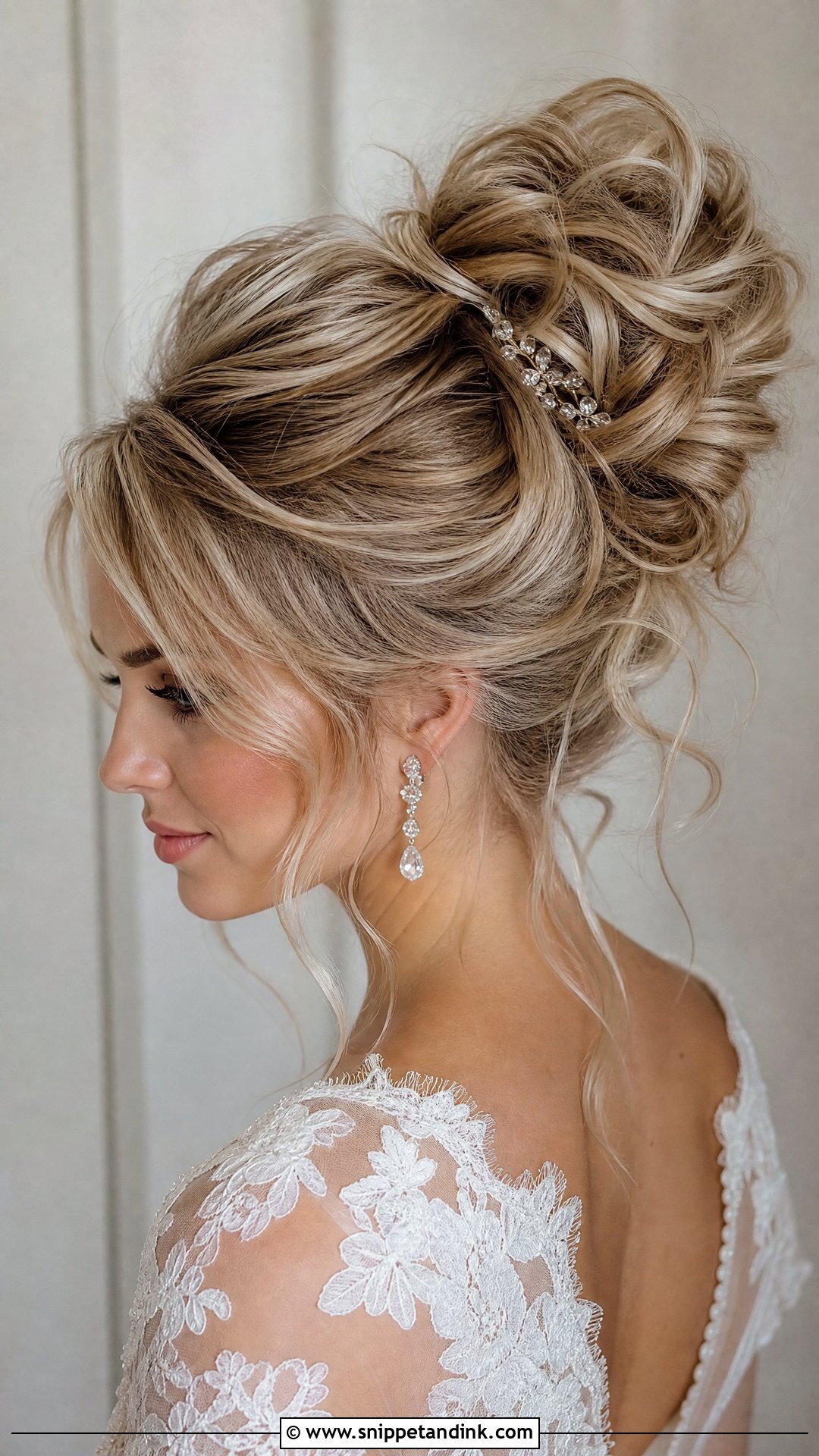 Textured Messy Bun for Fine Hair - Snippet and Ink - 20 Messy Bun Bridal Hair Ideas