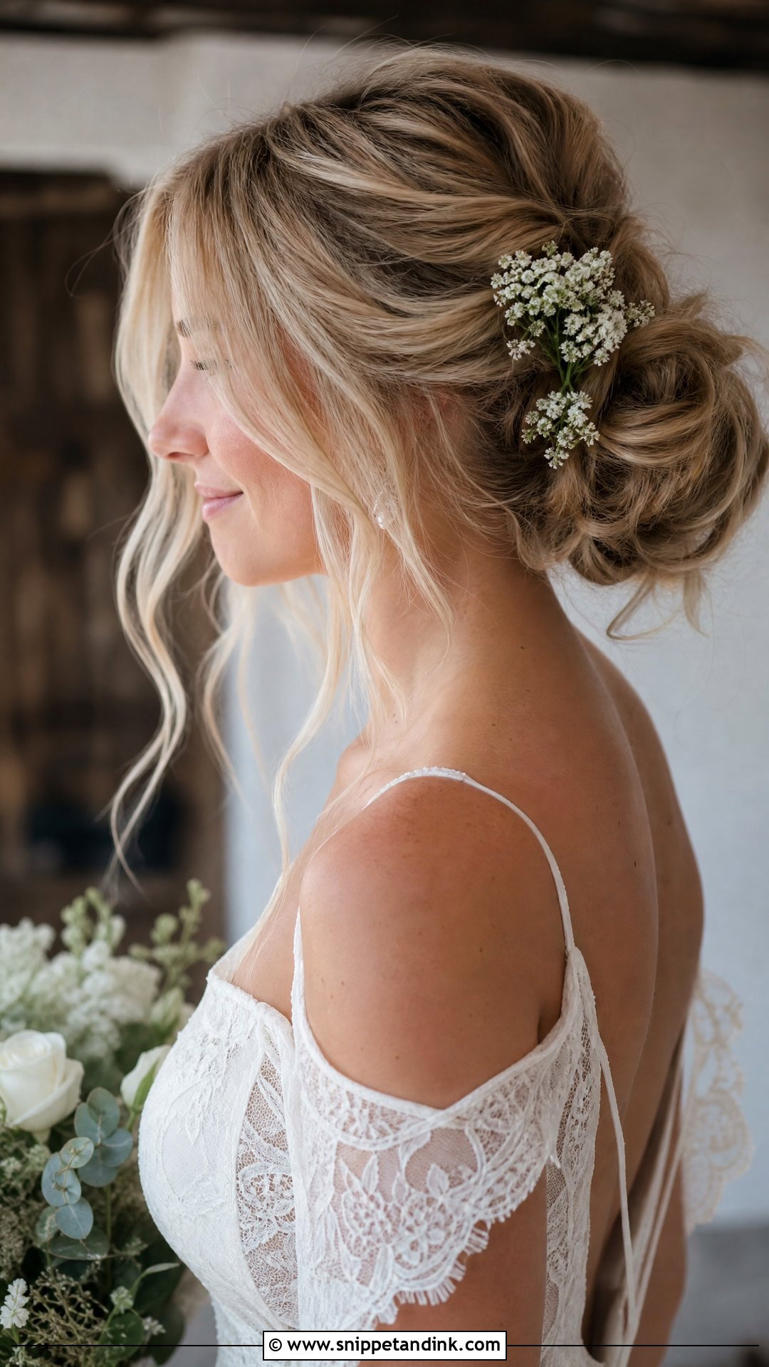 Textured Messy Bun - Snippet and Ink - 20 Classic Bride Hairstyles