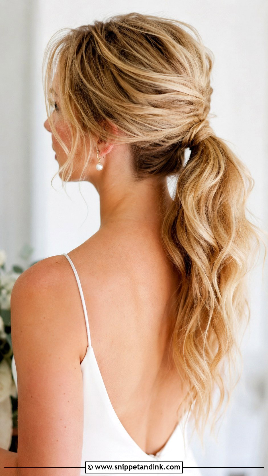 Textured Messy Ponytail Wedding Hairstyle - Snippet and Ink - 15 Messy Ponytail Wedding Hairstyles